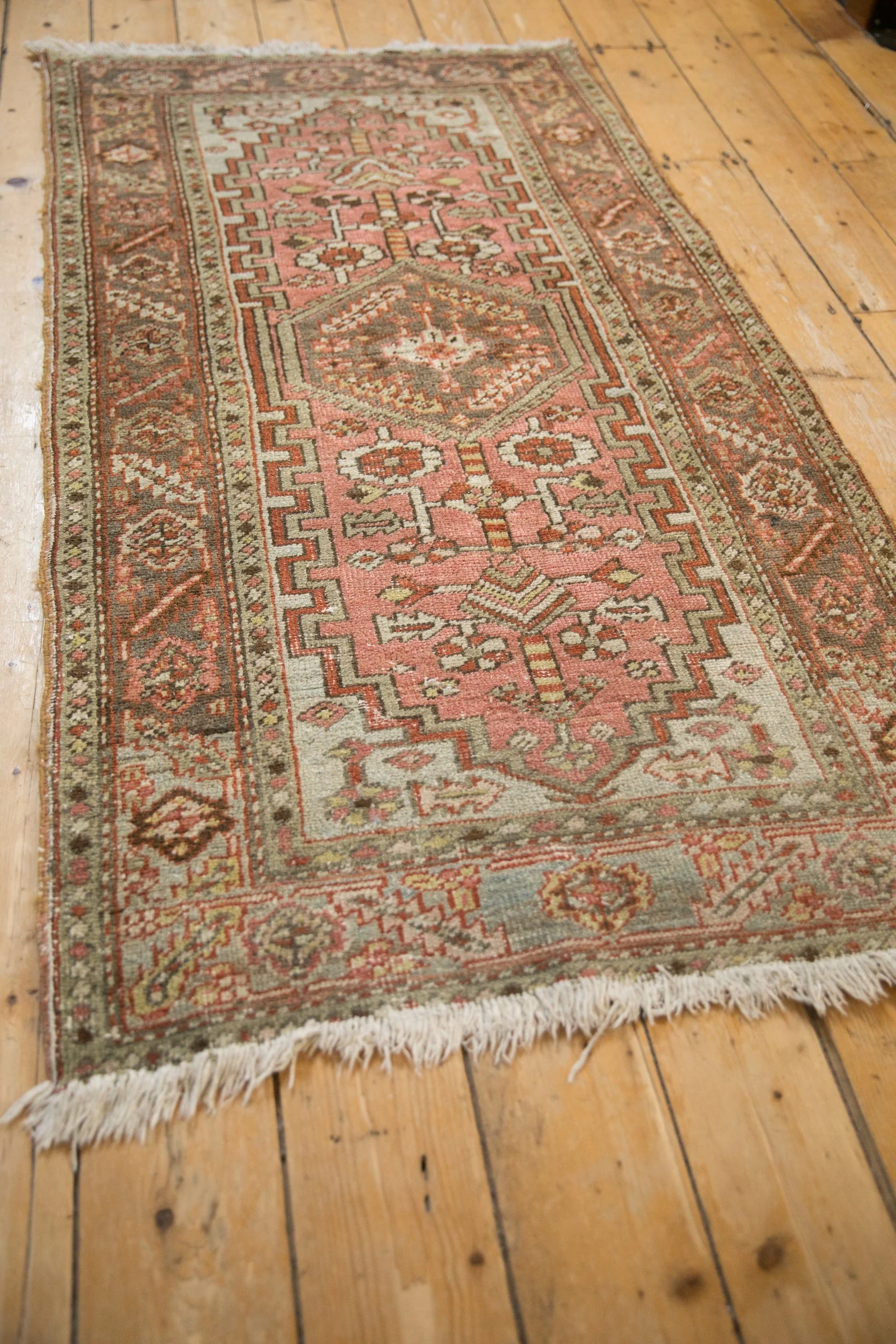 3x5.5 Vintage Distressed Heriz Rug - Image 5