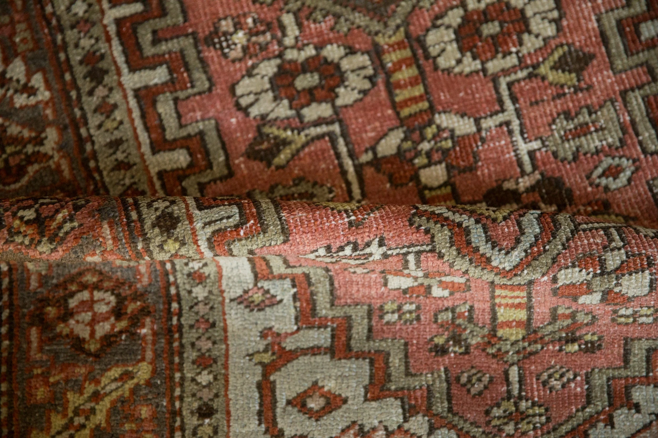 3x5.5 Vintage Distressed Heriz Rug - Image 9