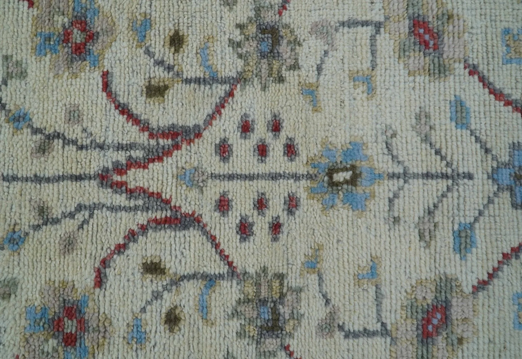 3x5 Hand knotted Beige And Blue Traditional Design Wool Area Rug - Image 4