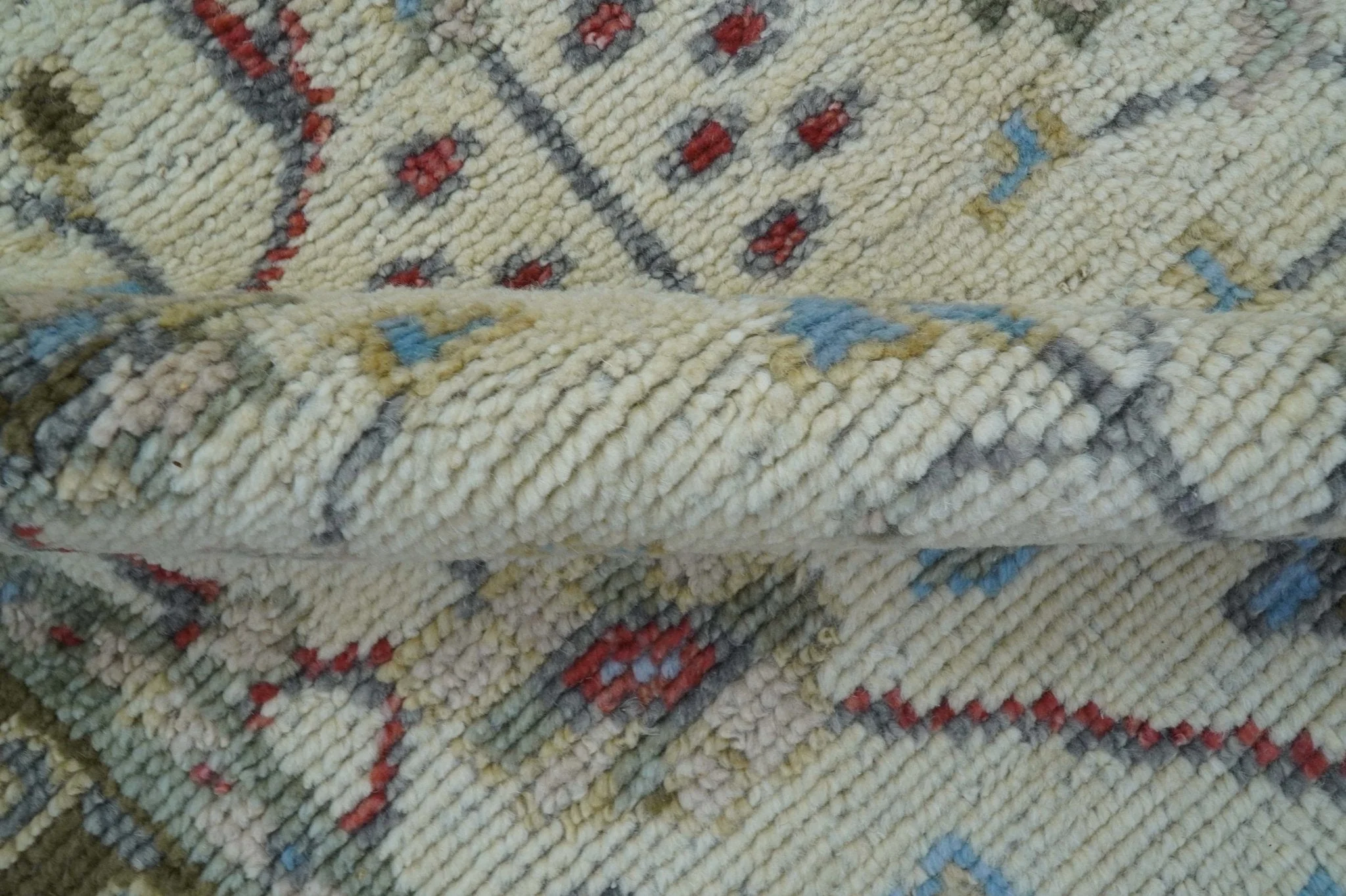 3x5 Hand knotted Beige And Blue Traditional Design Wool Area Rug - Image 5