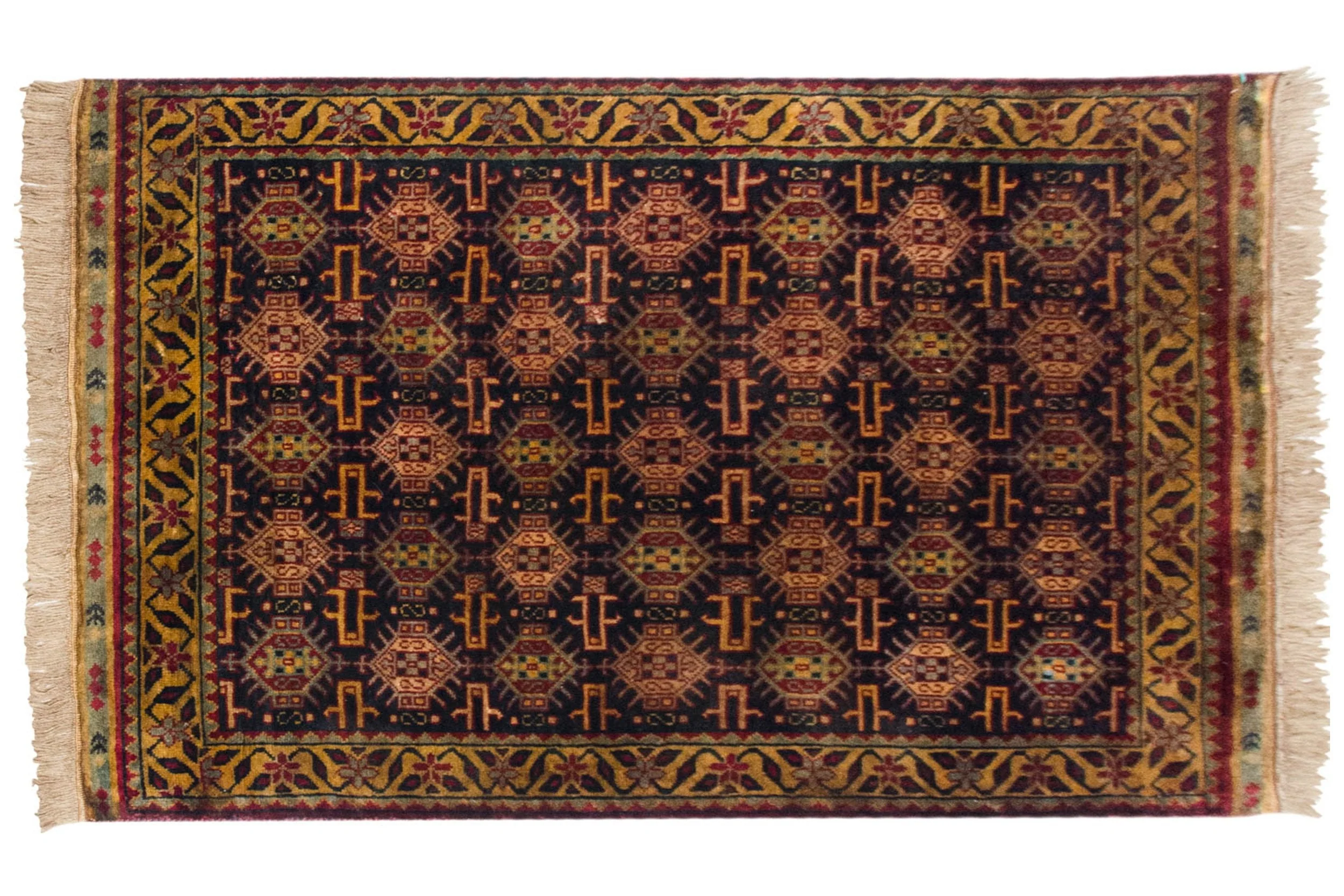 3x5 Vintage Indian Caucasian Design Rug - Image 2