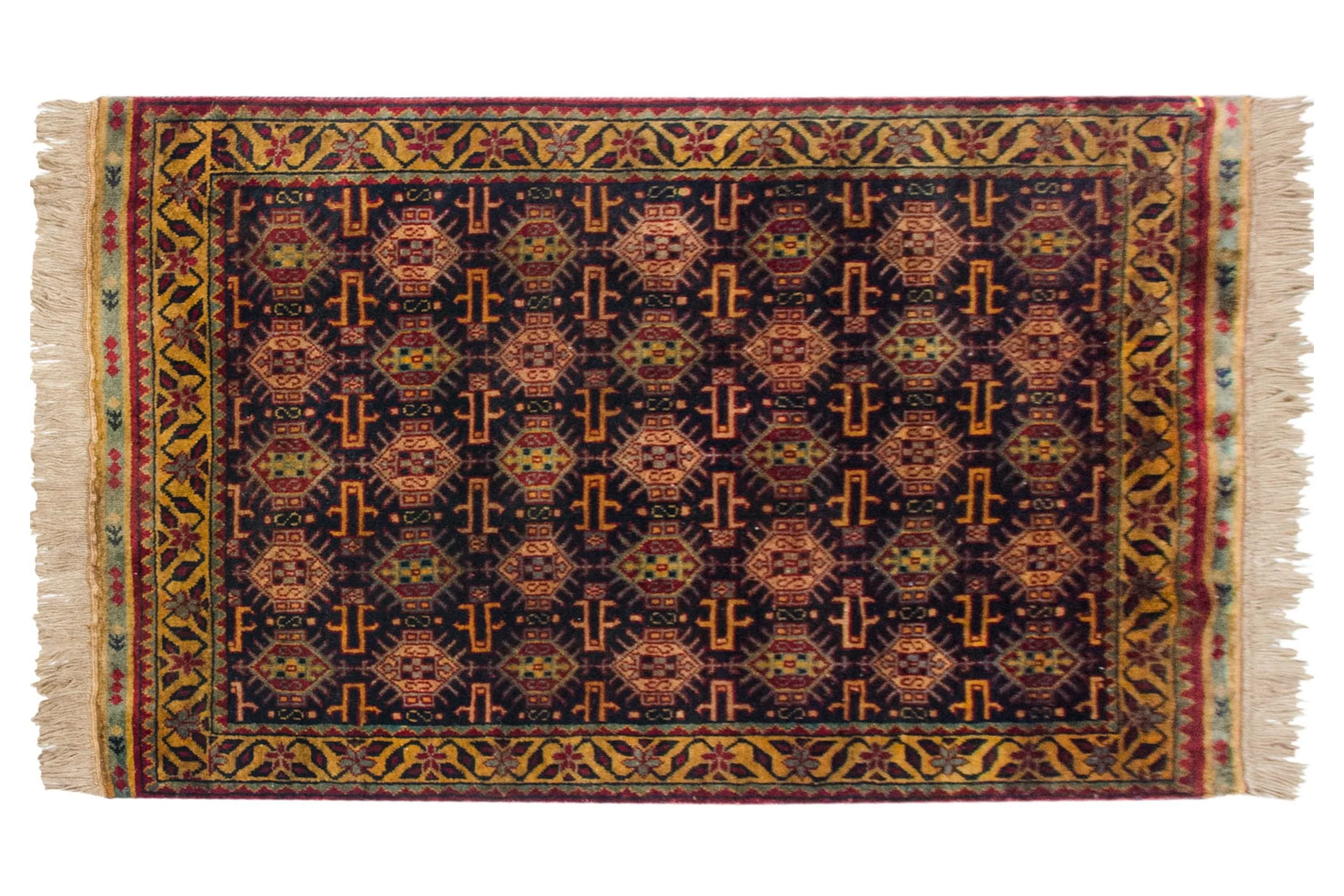 3x5 Vintage Indian Caucasian Design Rug - Image 2