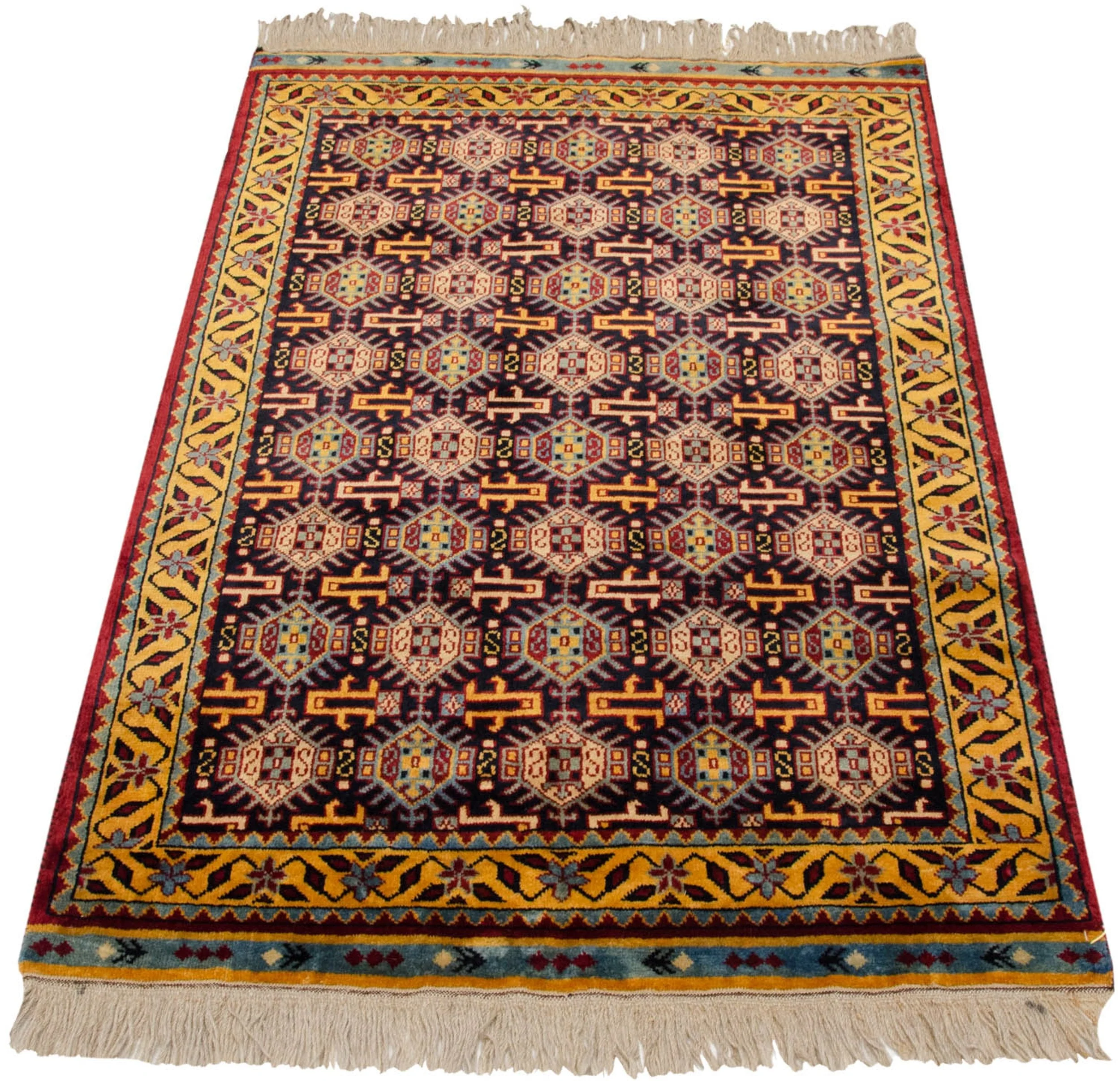 3x5 Vintage Indian Caucasian Design Rug - Image 3