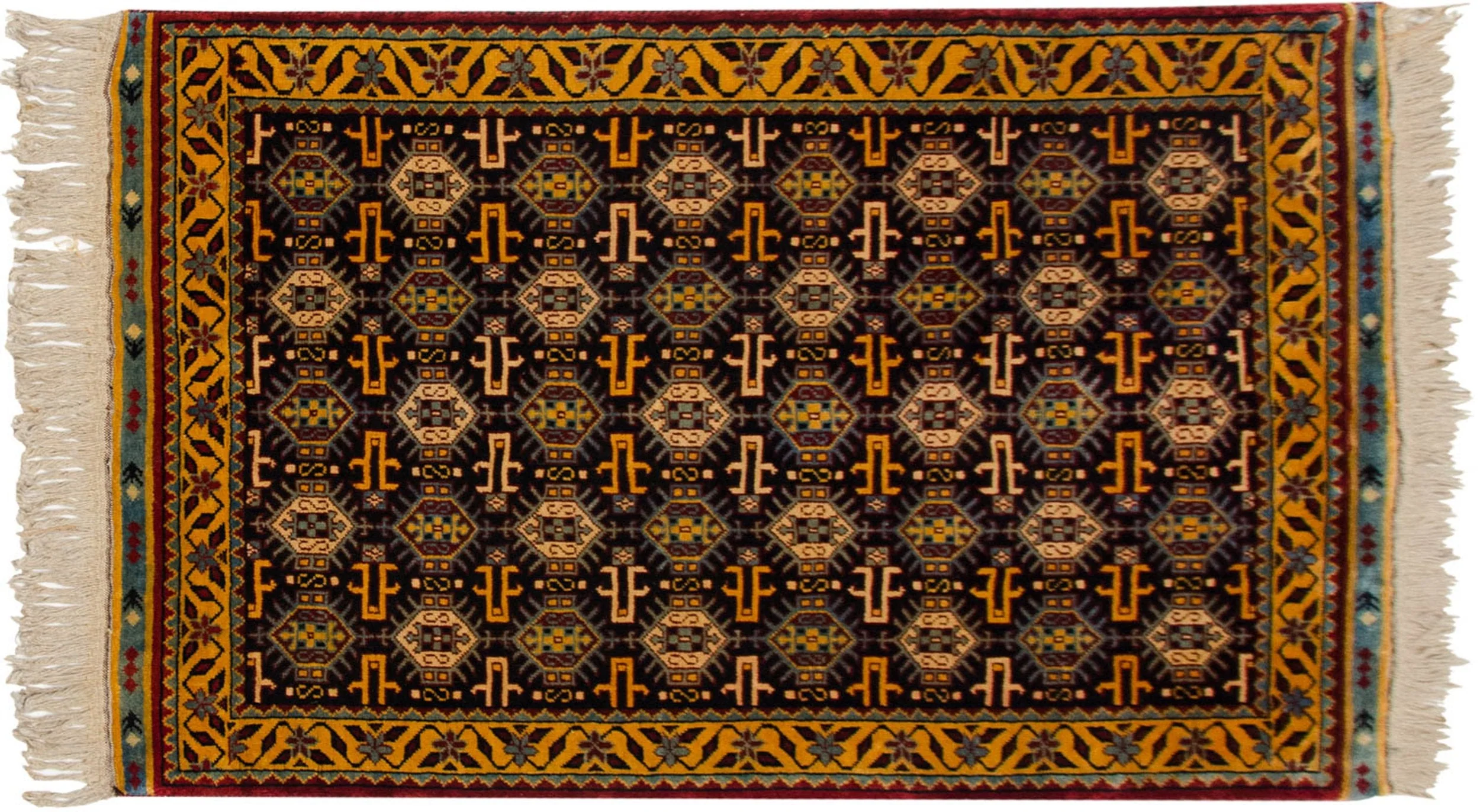 3x5 Vintage Indian Caucasian Design Rug - Image 6