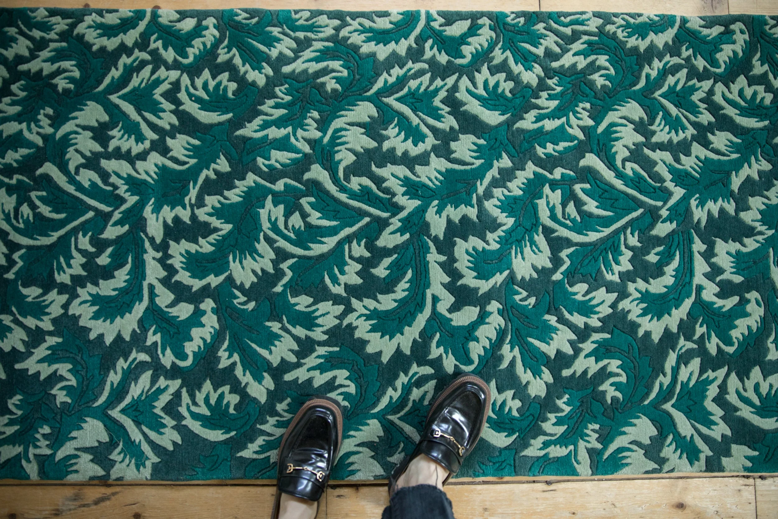 3x7.5 Vintage Contemporary Indian William Morris Design Rug Runner - Image 2