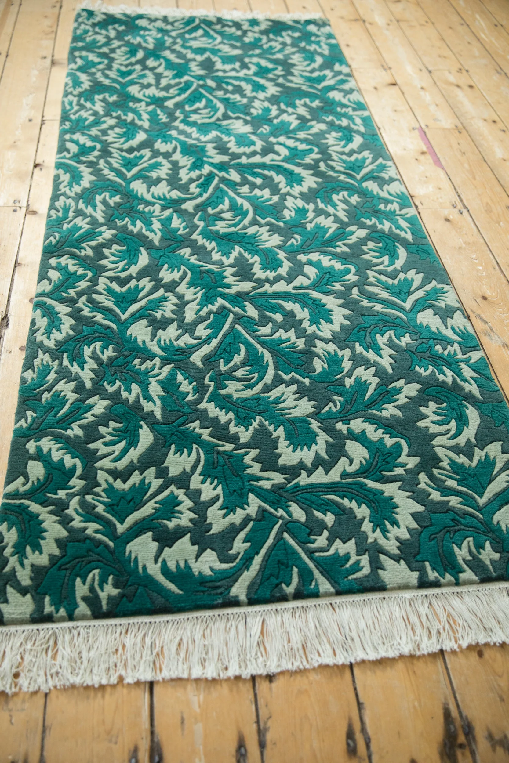 3x7.5 Vintage Contemporary Indian William Morris Design Rug Runner - Image 6