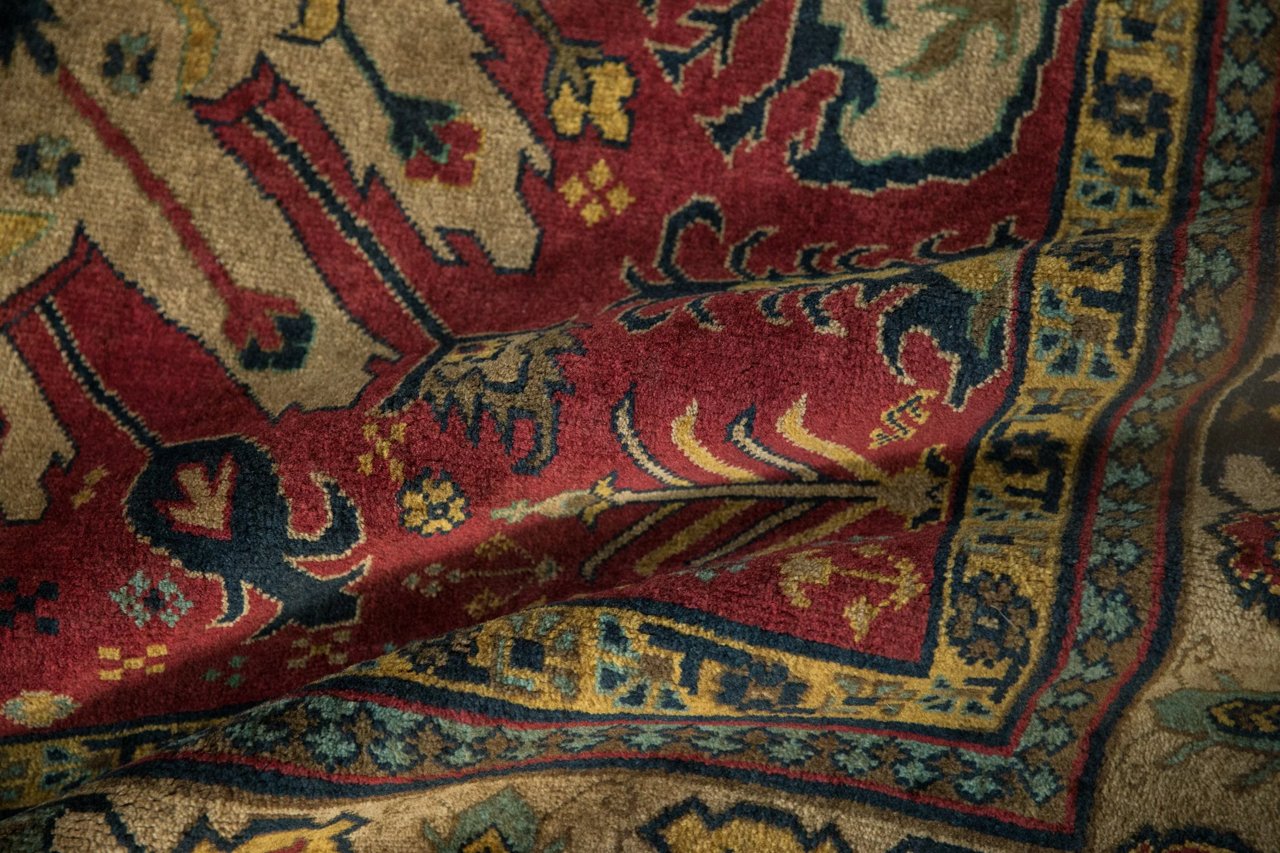 4.5x5.5 Vintage Indian Kazak Design Square Rug - Image 10
