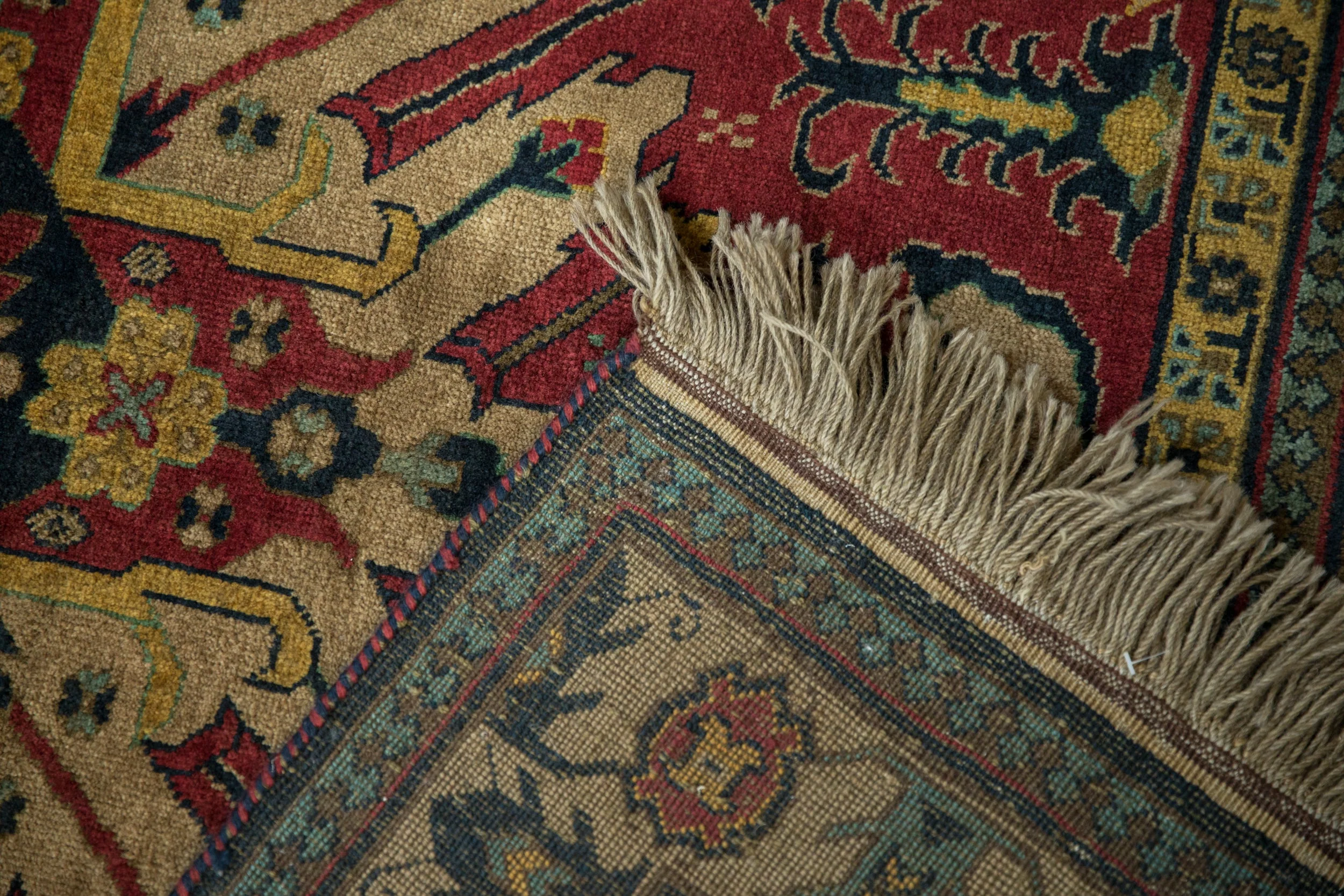 4.5x5.5 Vintage Indian Kazak Design Square Rug - Image 11