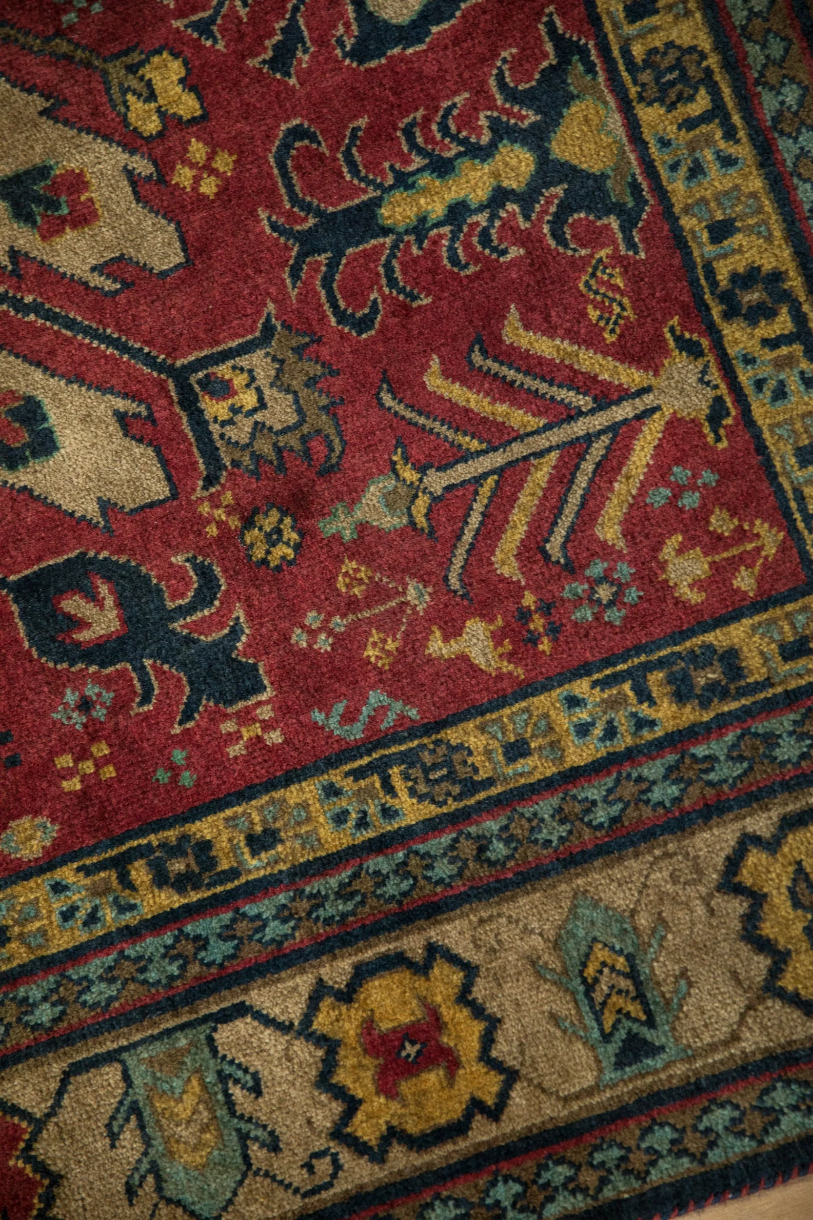 4.5x5.5 Vintage Indian Kazak Design Square Rug - Image 12
