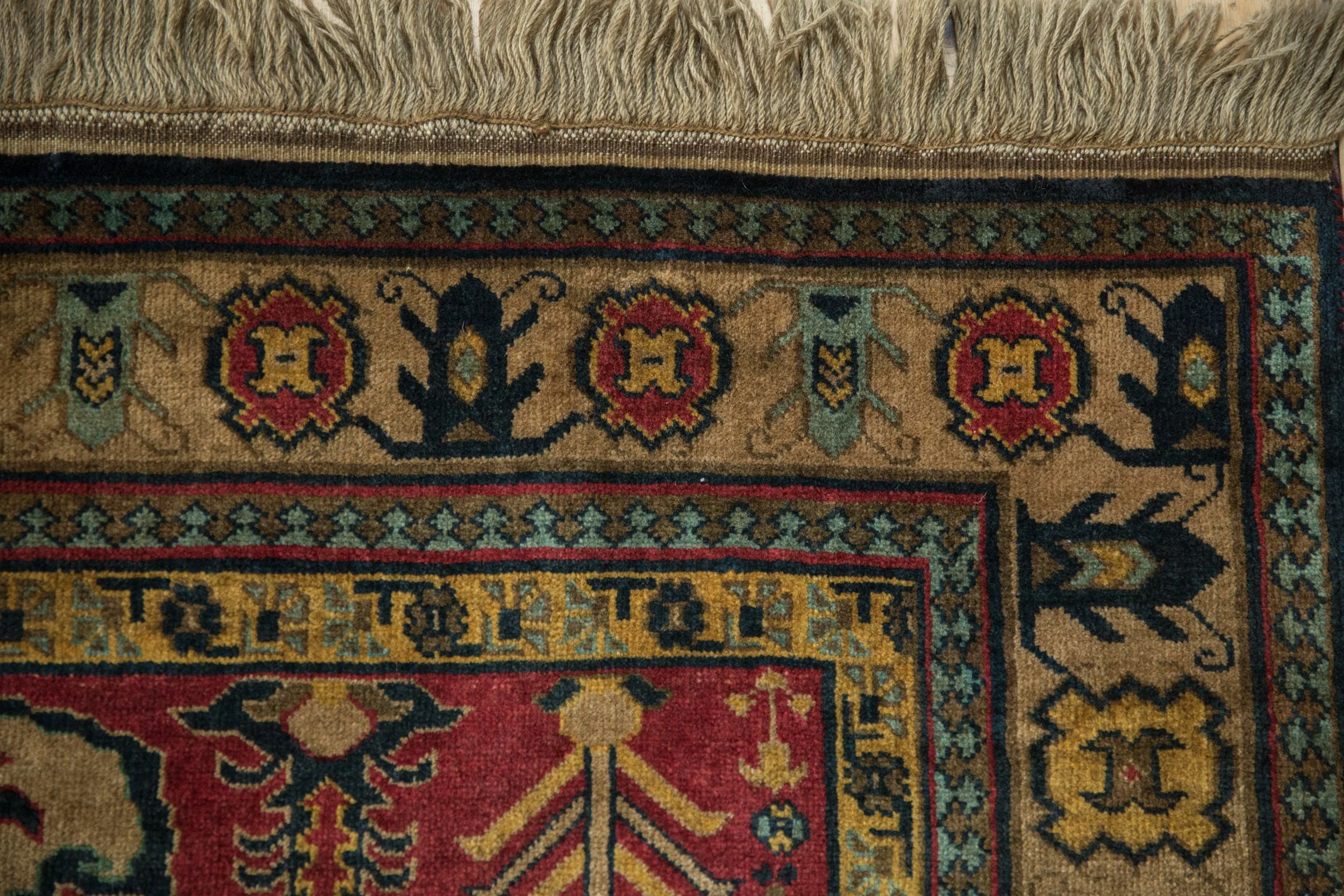 4.5x5.5 Vintage Indian Kazak Design Square Rug - Image 3