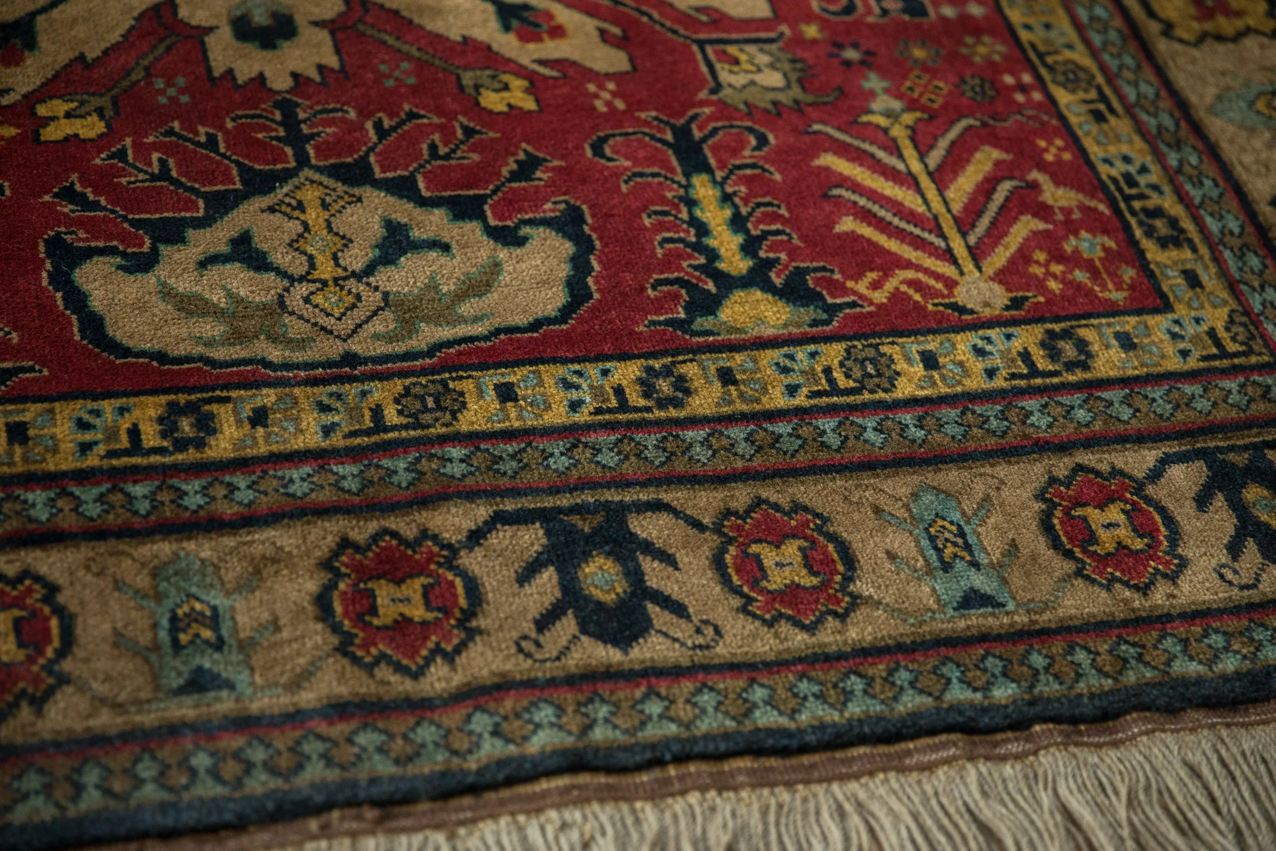 4.5x5.5 Vintage Indian Kazak Design Square Rug - Image 8