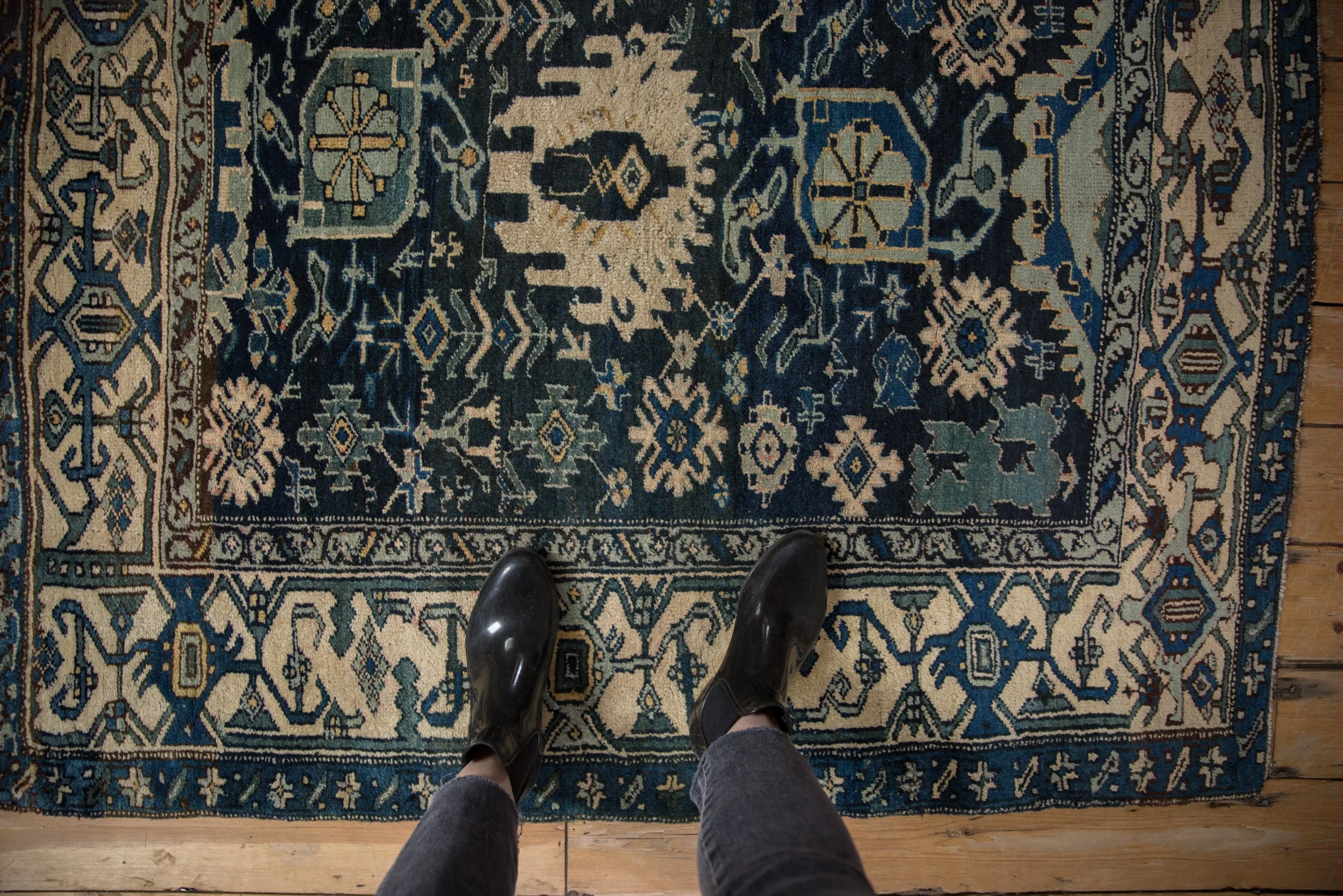 4.5x5 Vintage Bijar Square Rug - Image 2