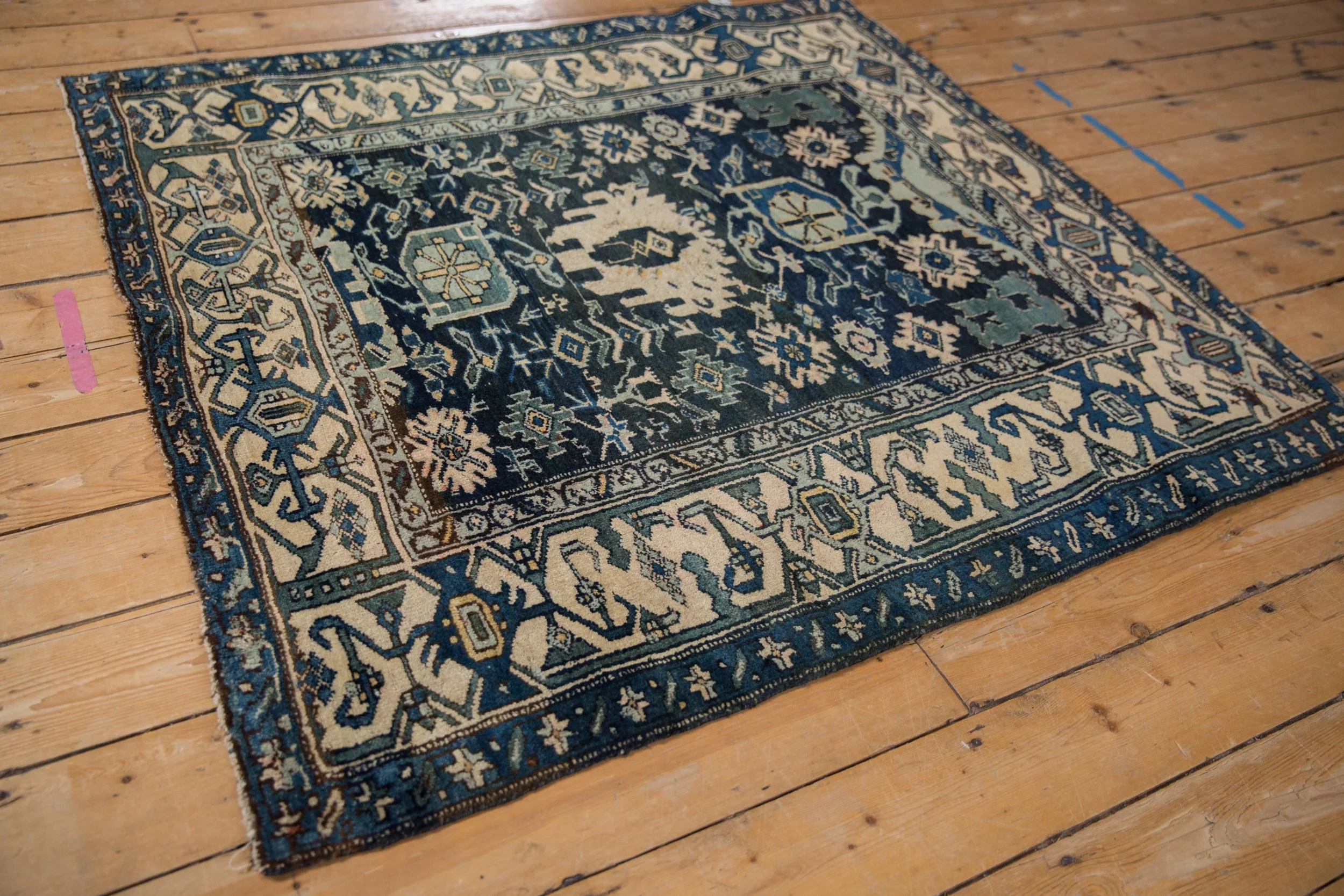 4.5x5 Vintage Bijar Square Rug - Image 5