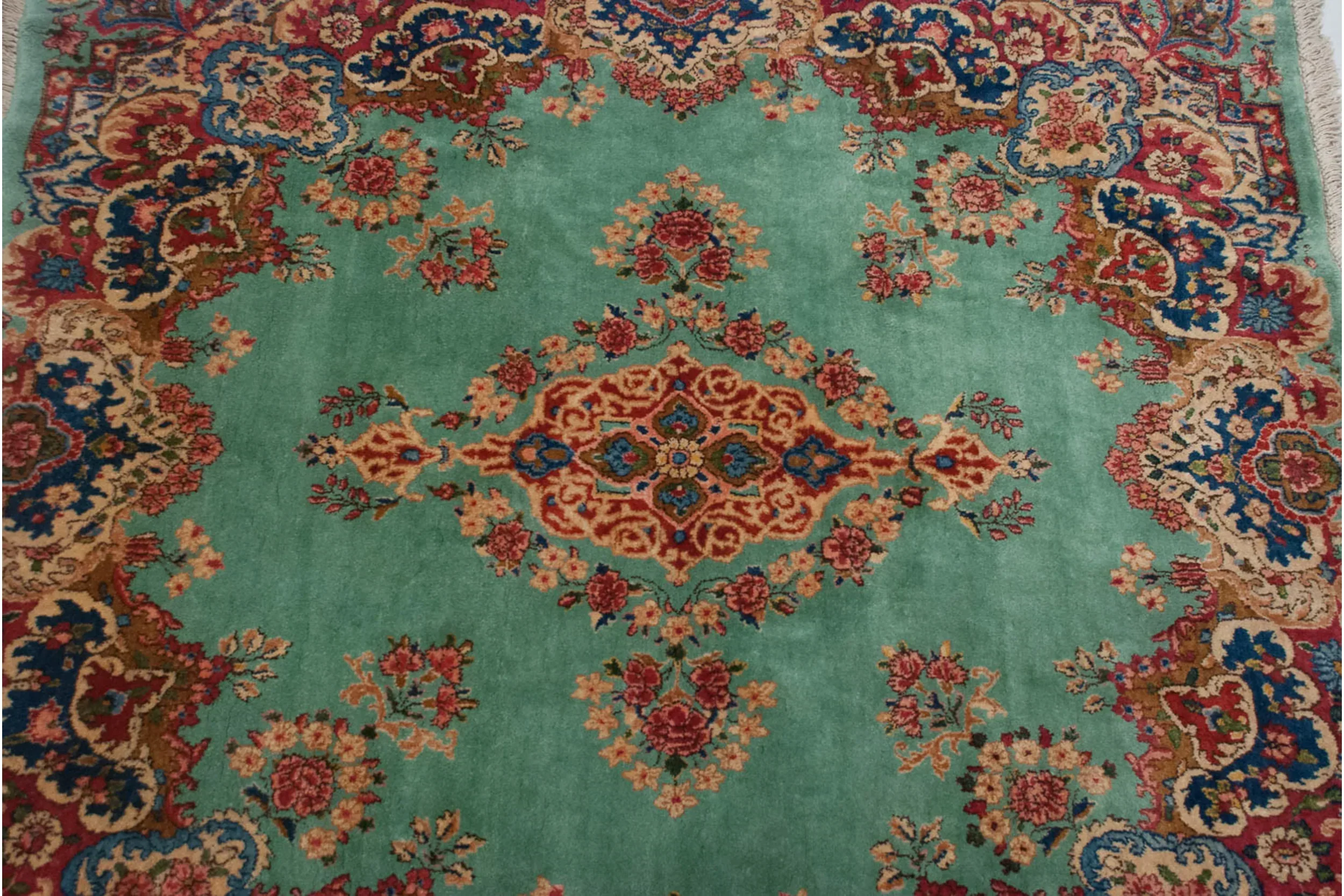 4.5x5 Vintage Kerman Square Rug - Image 10