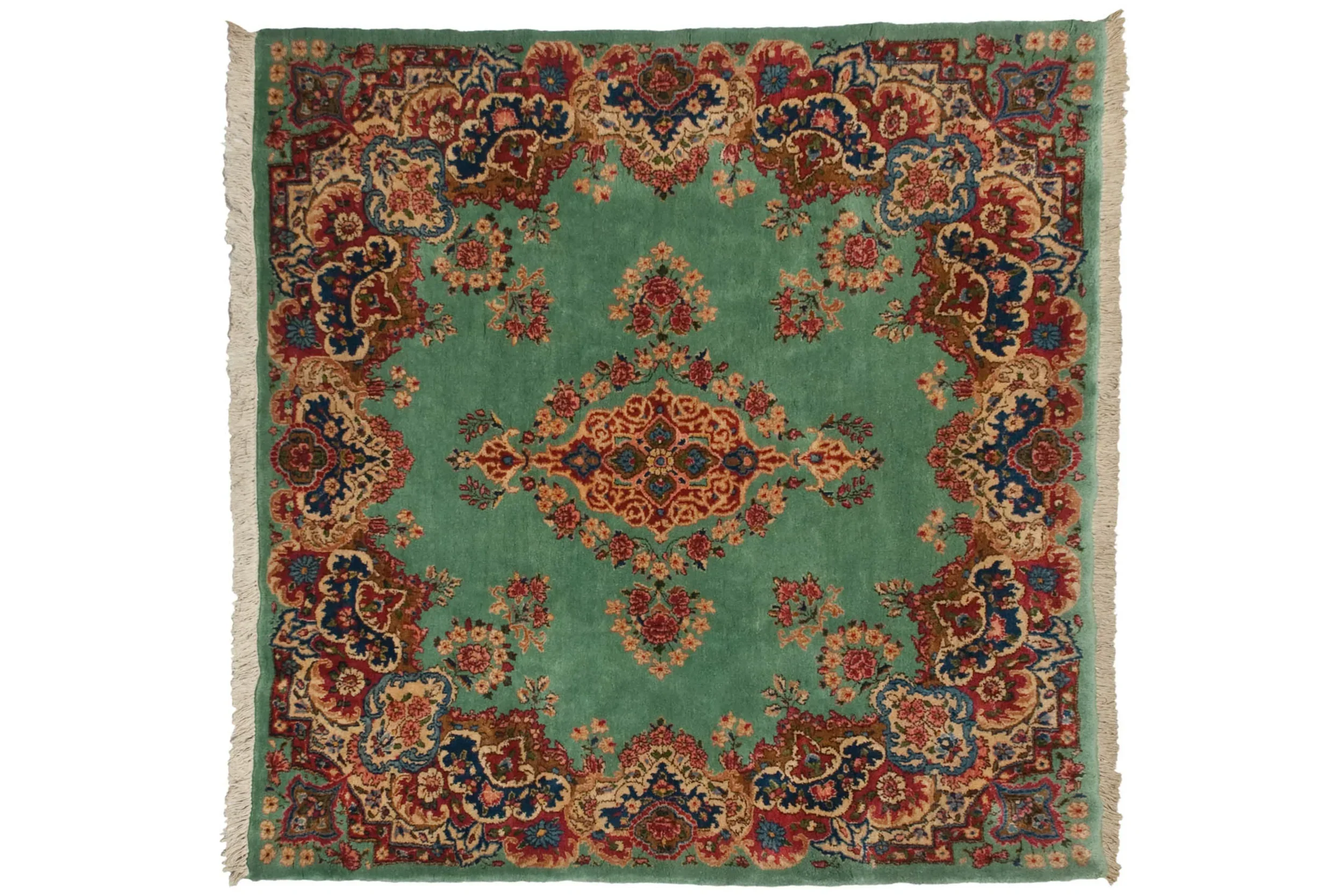 4.5x5 Vintage Kerman Square Rug - Image 12