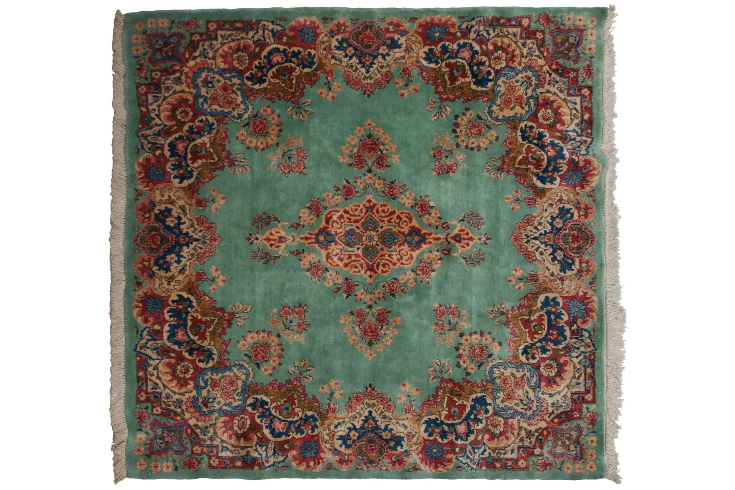 4.5x5 Vintage Kerman Square Rug - Image 2