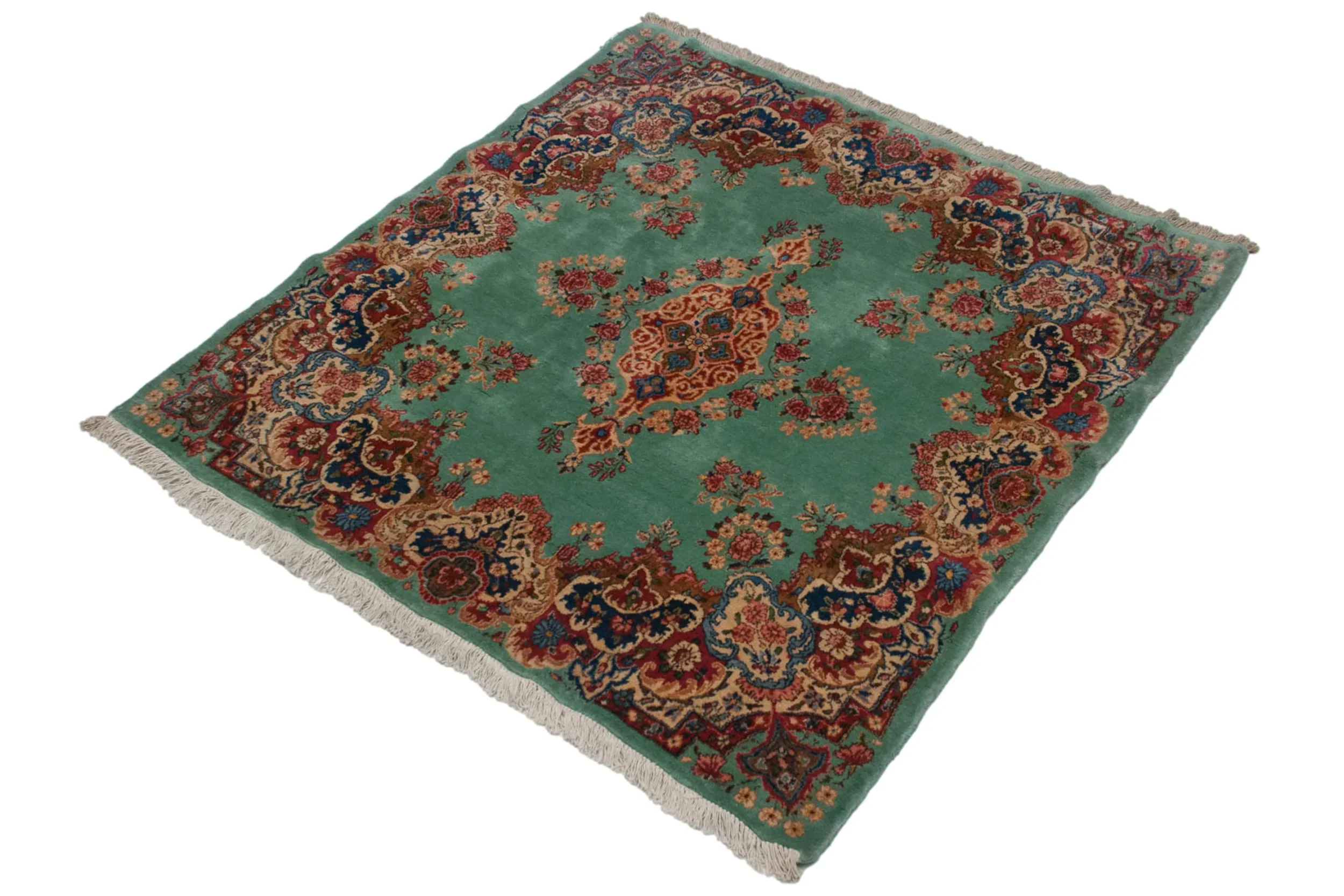 4.5x5 Vintage Kerman Square Rug - Image 3