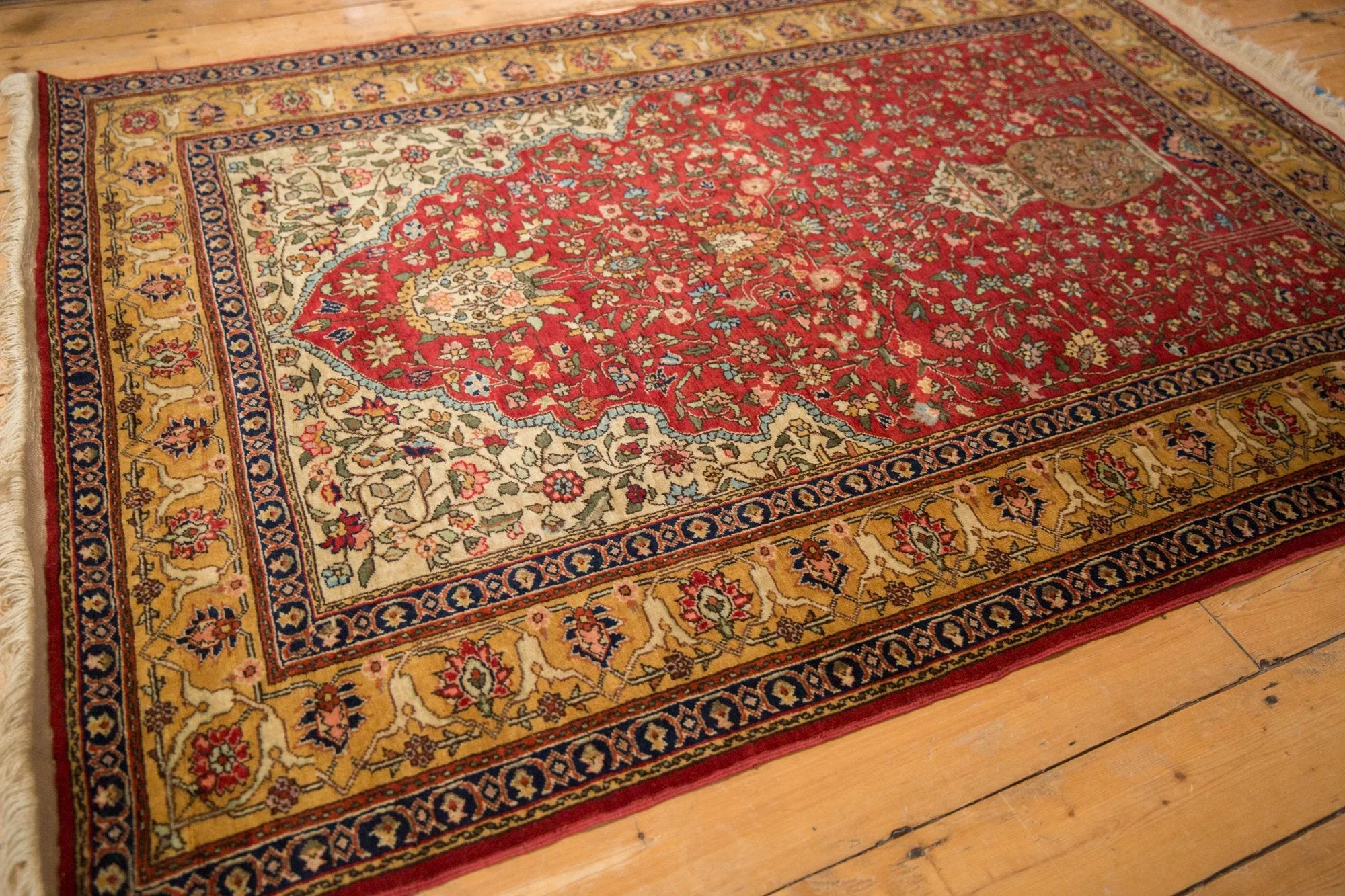 4.5x6.5 Vintage Romanian Hereke Design Rug - Image 9