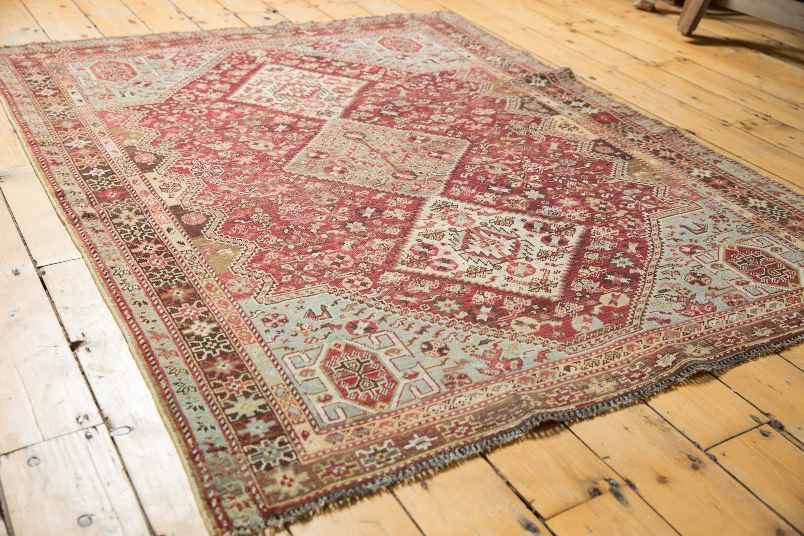 4.5x6 Vintage Distressed Qashqai Rug - Image 11