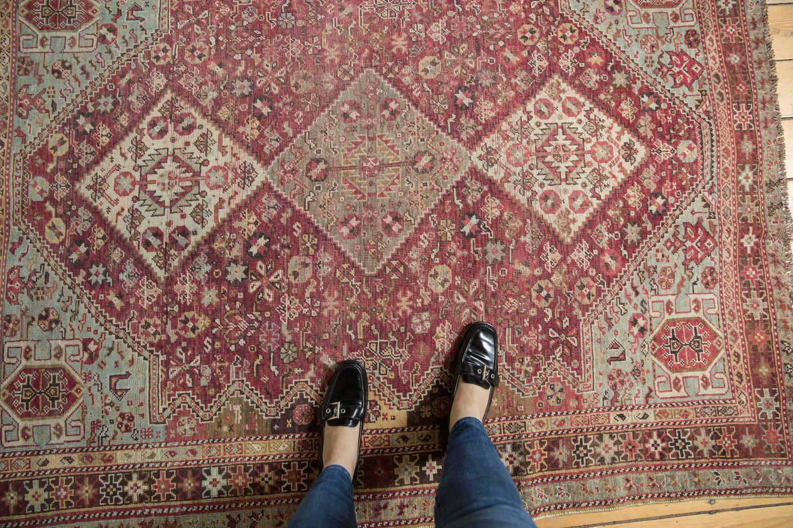 4.5x6 Vintage Distressed Qashqai Rug - Image 2