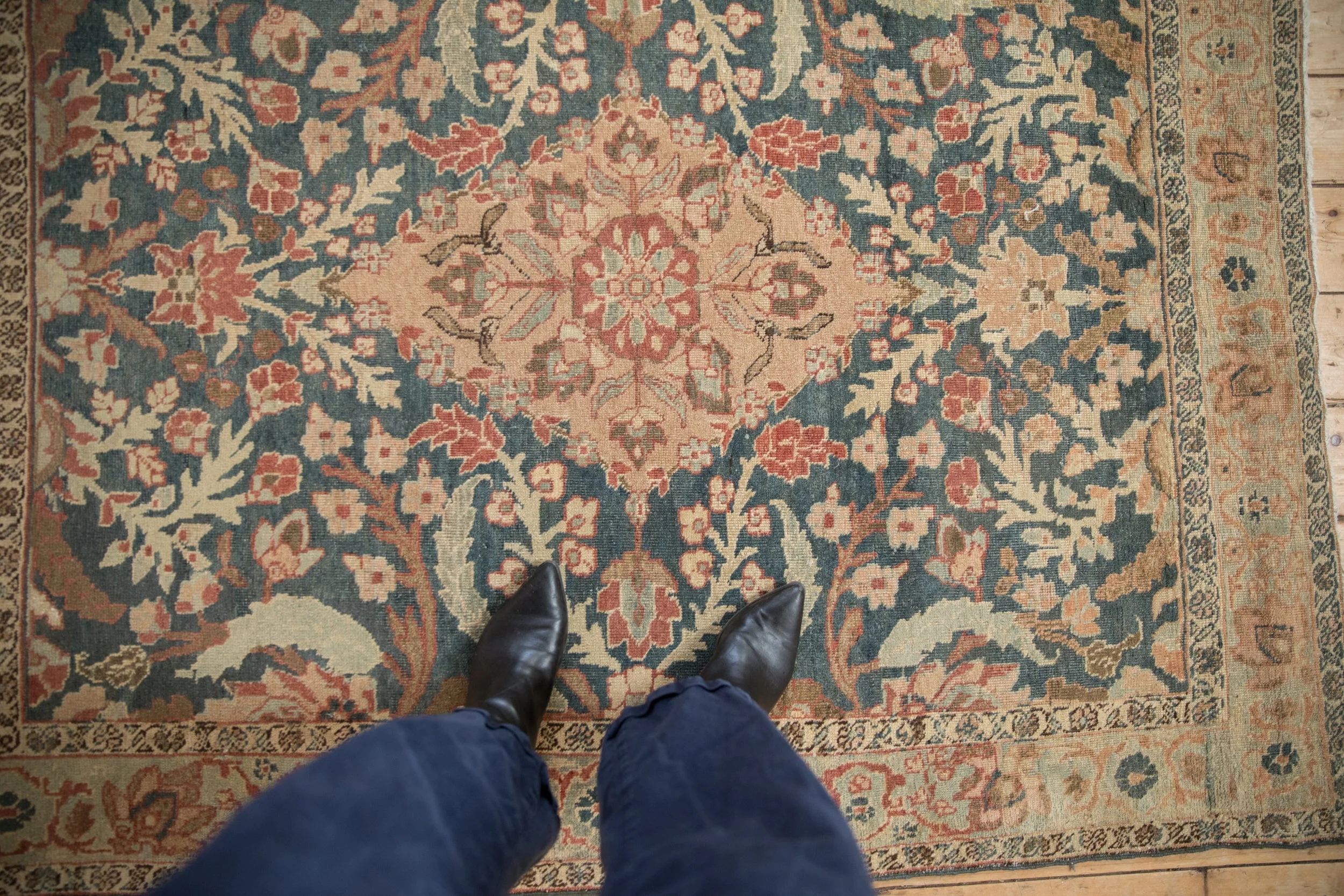 4.5x6 Vintage Distressed Tabriz Rug - Image 2