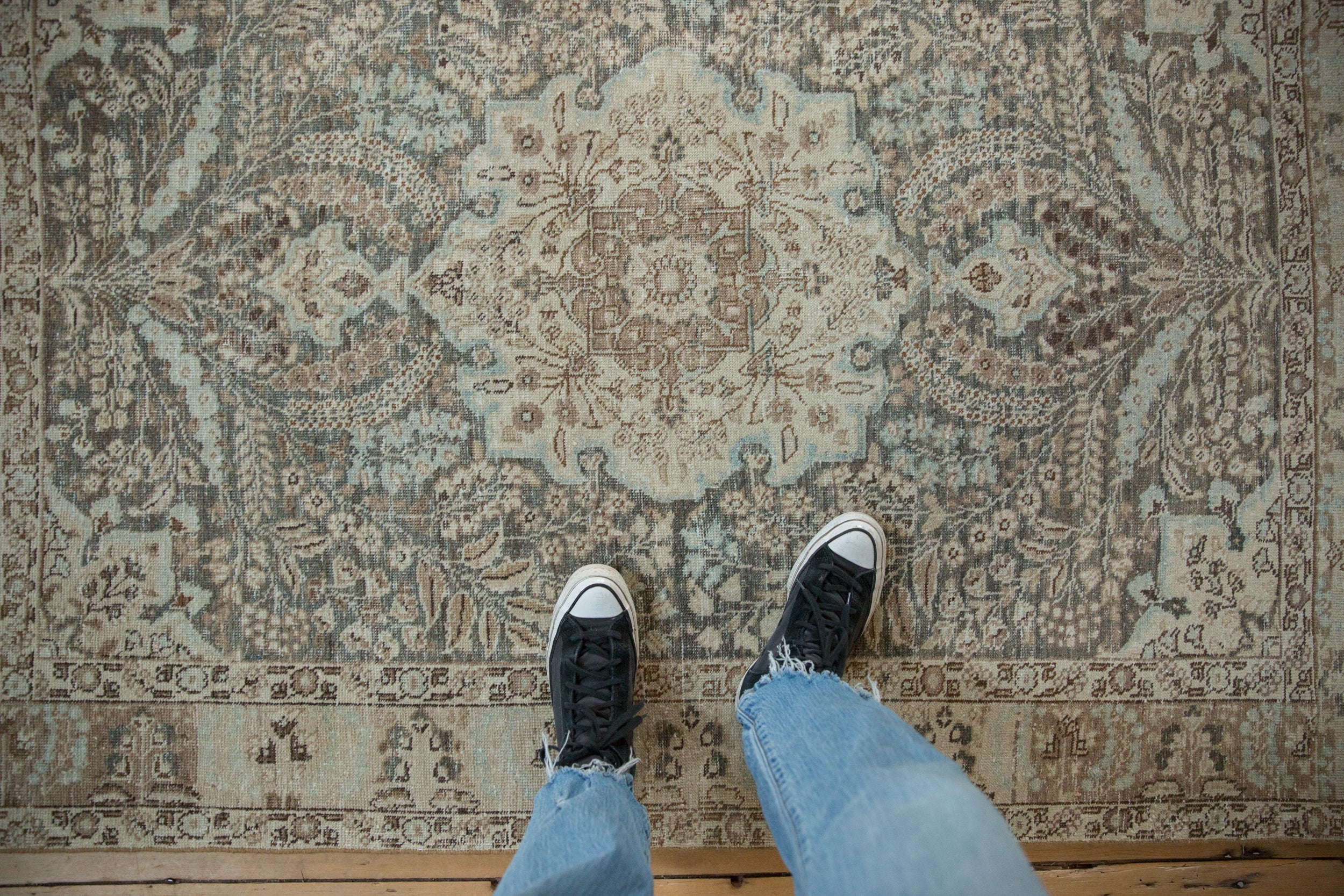 4.5x6 Vintage Distressed Tabriz Rug - Image 2