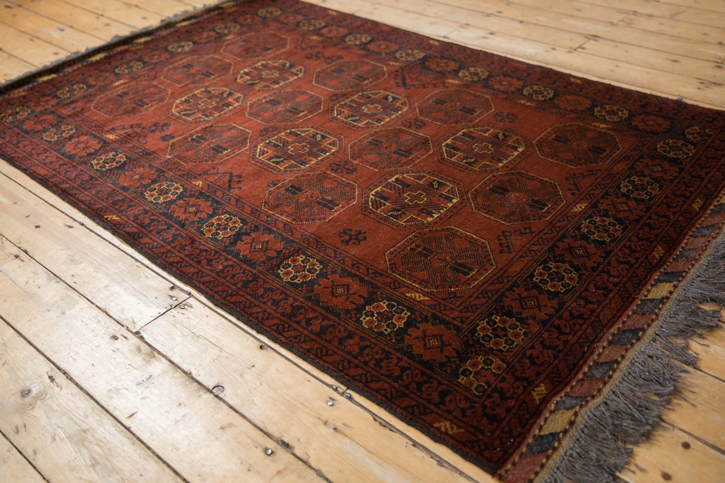 4.5x7 Vintage Afghani Bokhara Design Rug - Image 10