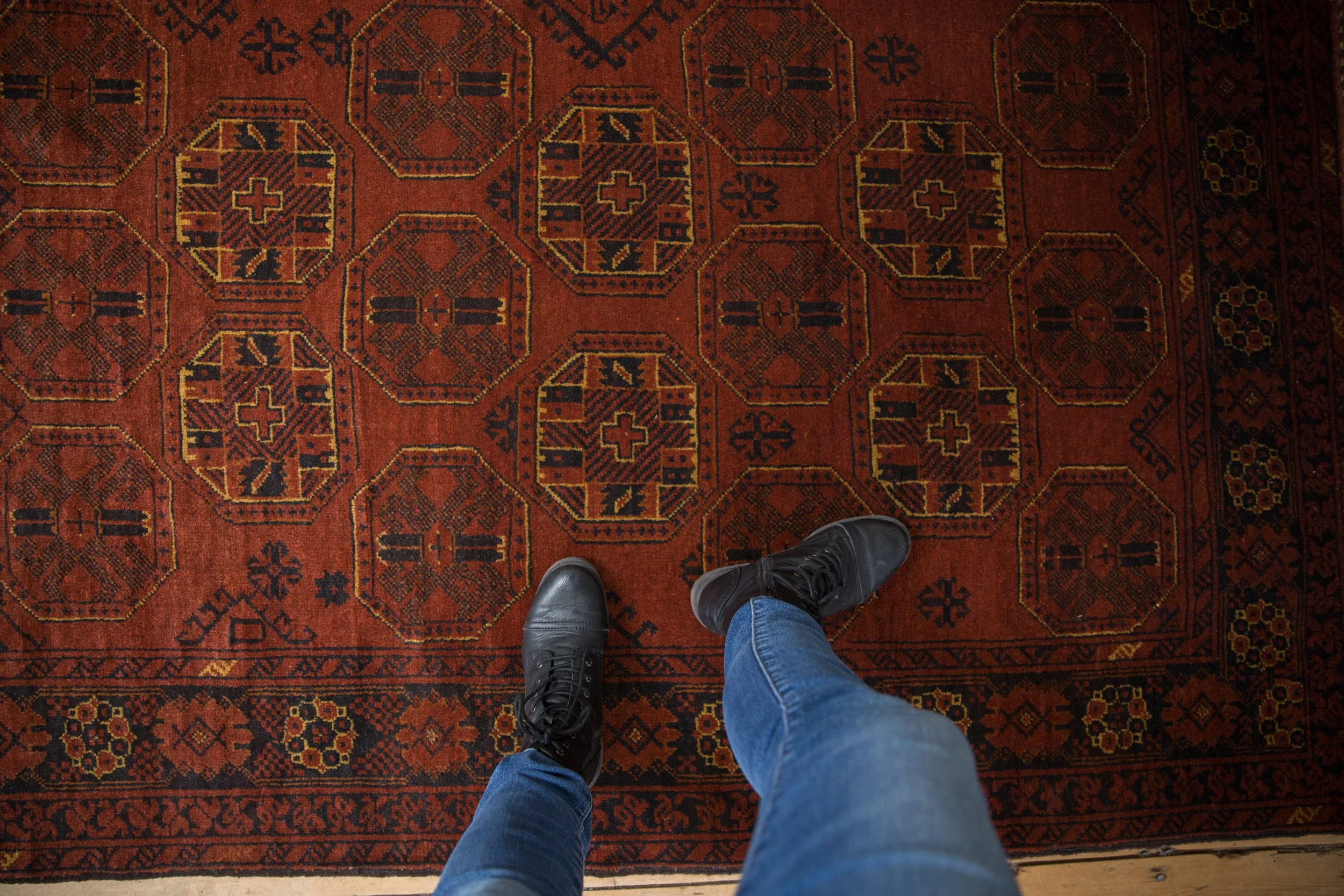 4.5x7 Vintage Afghani Bokhara Design Rug - Image 2