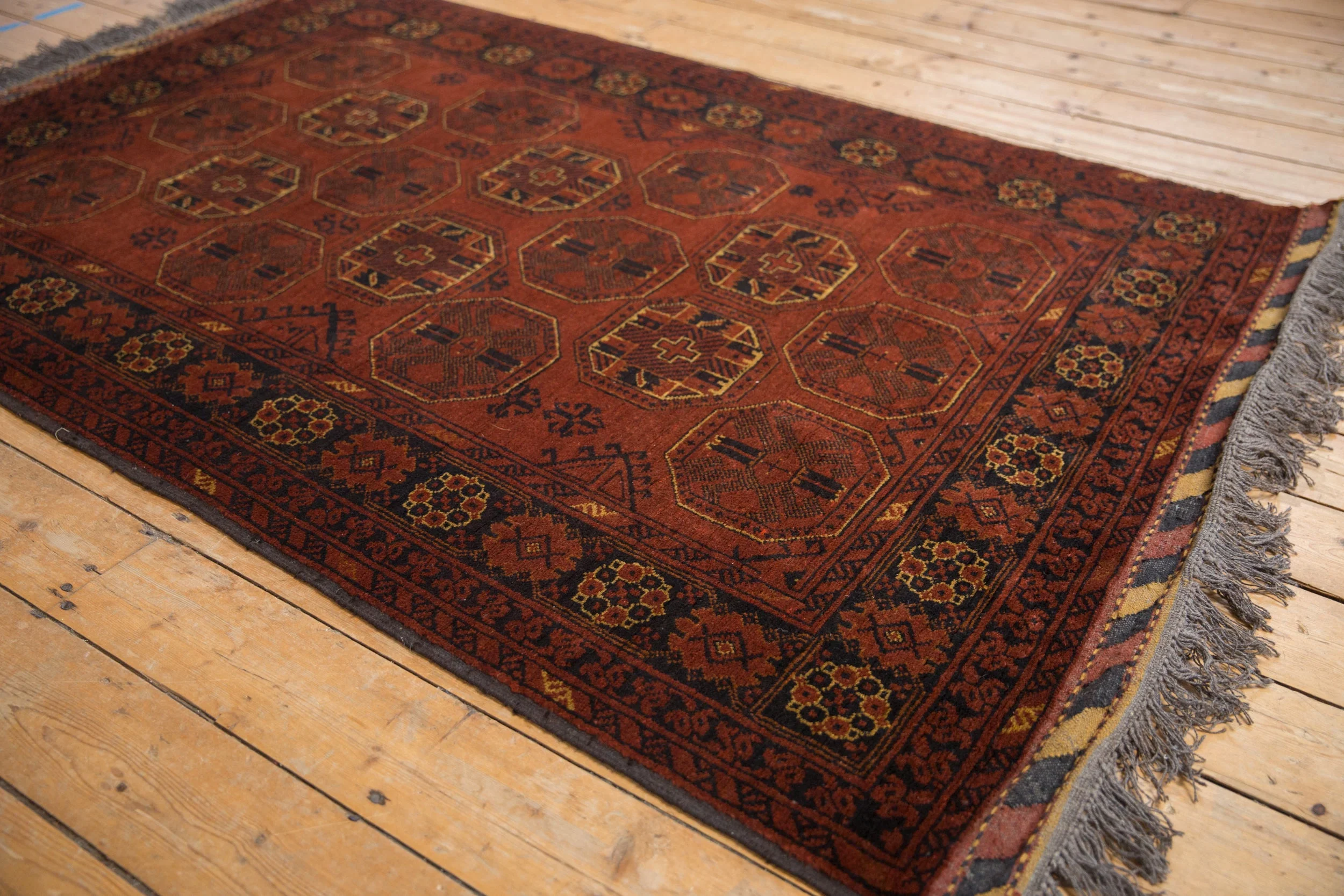 4.5x7 Vintage Afghani Bokhara Design Rug - Image 5