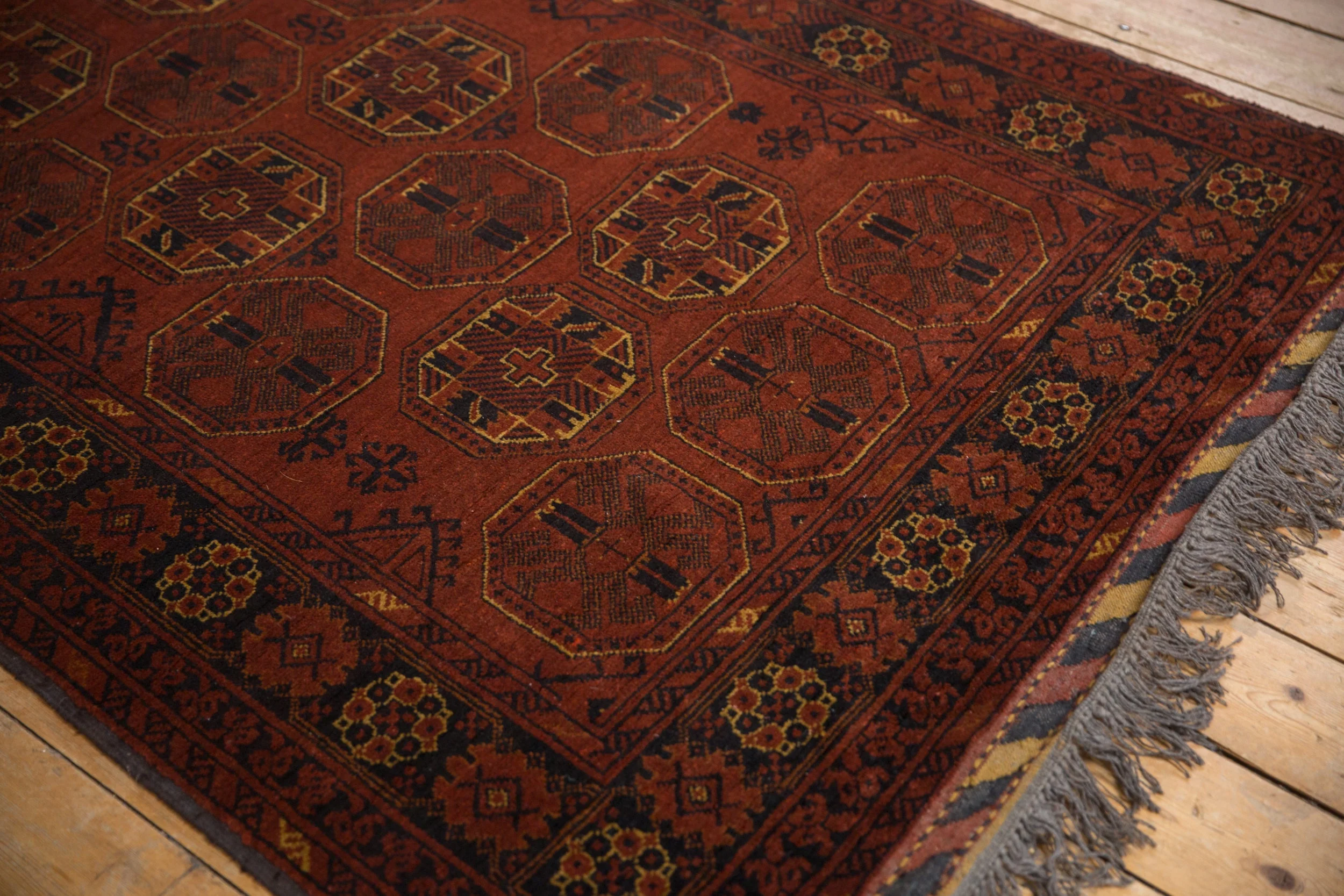 4.5x7 Vintage Afghani Bokhara Design Rug - Image 6