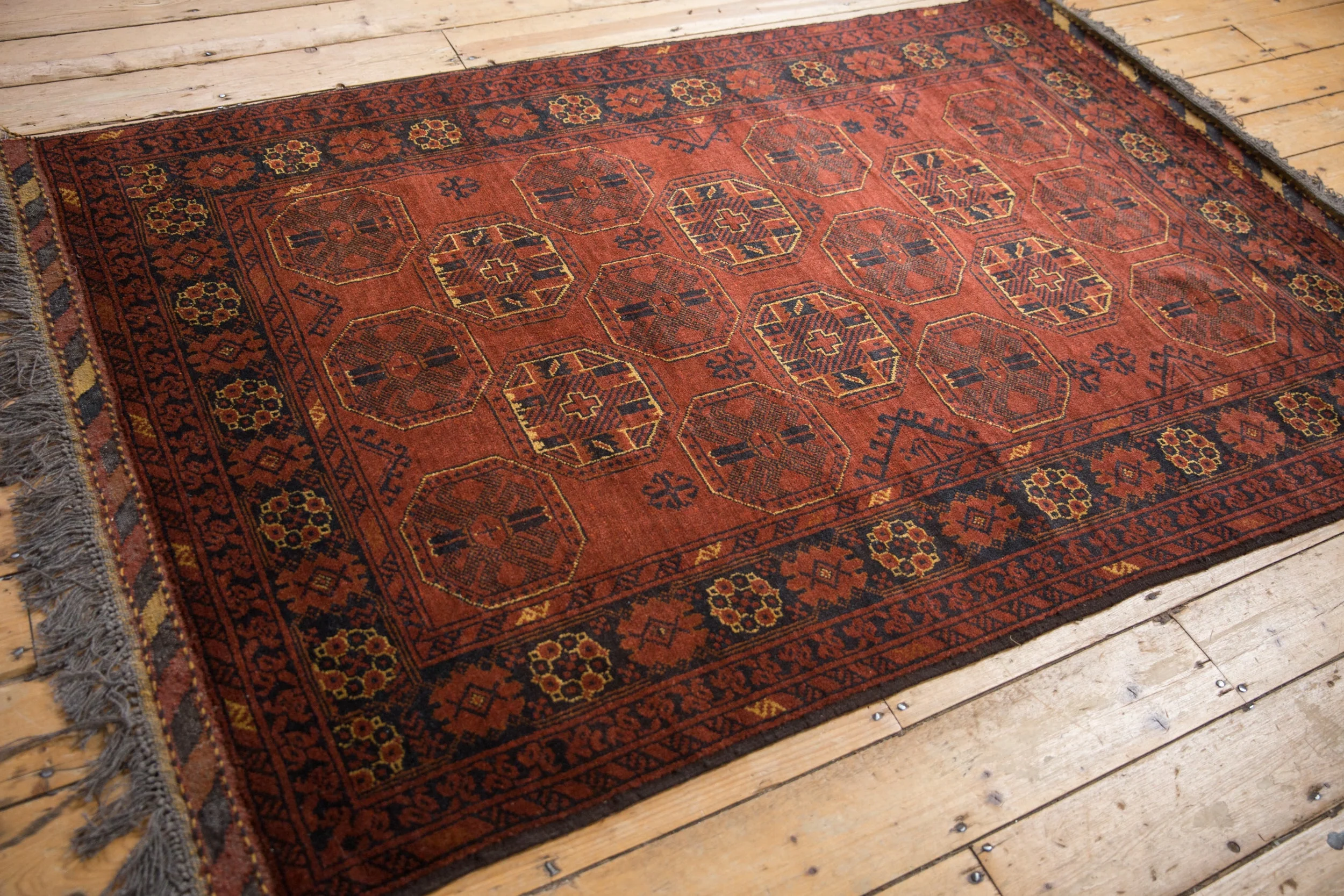 4.5x7 Vintage Afghani Bokhara Design Rug - Image 7