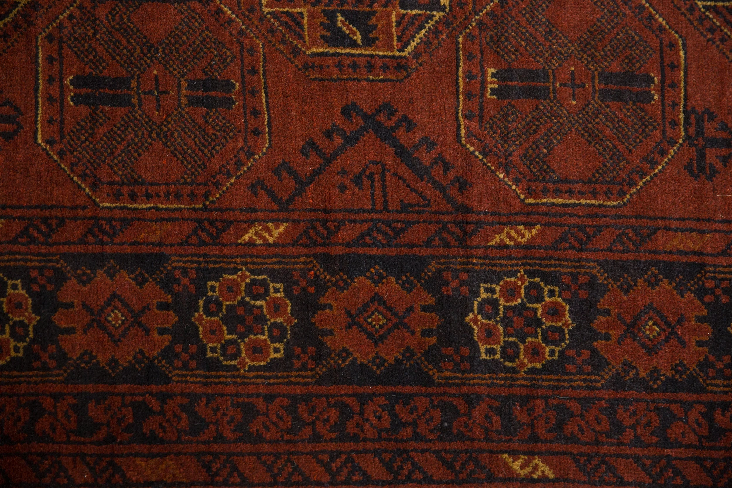 4.5x7 Vintage Afghani Bokhara Design Rug - Image 9