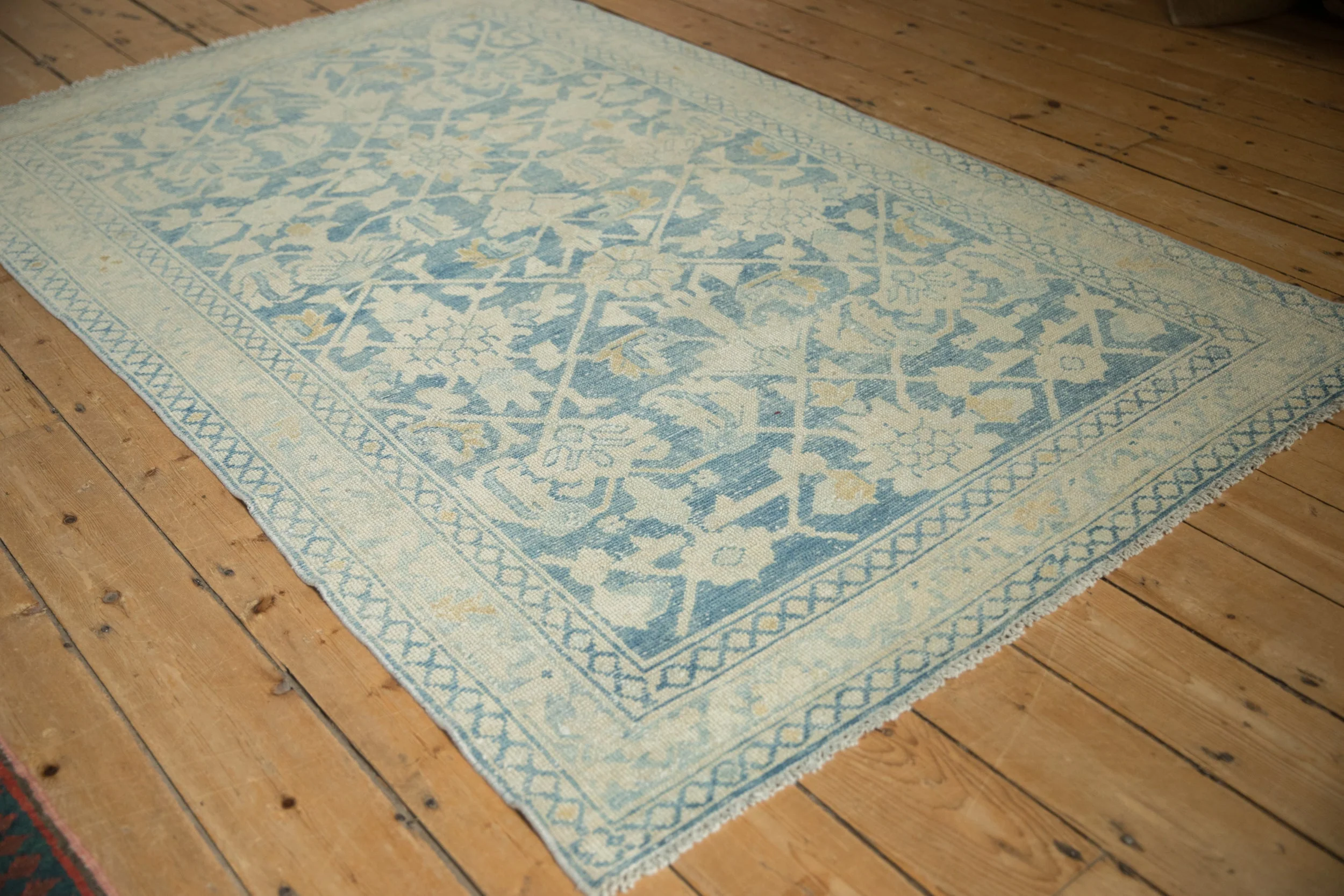 4.5x7 Vintage Distressed Hamadan Rug - Image 4