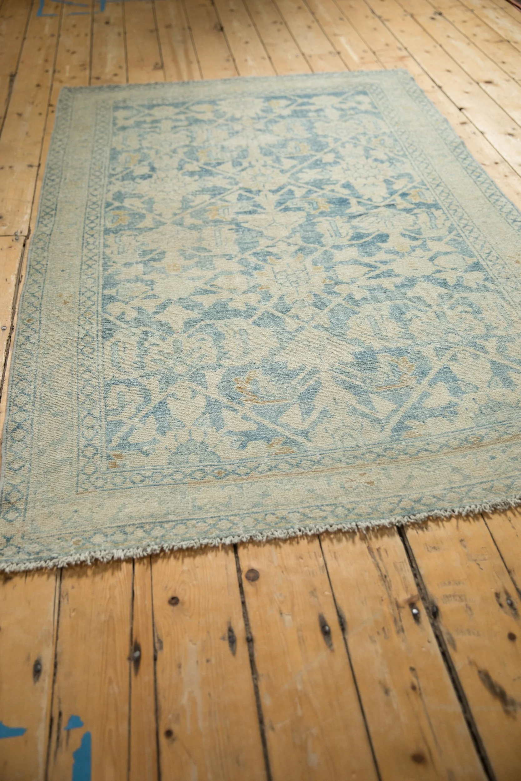 4.5x7 Vintage Distressed Hamadan Rug - Image 7