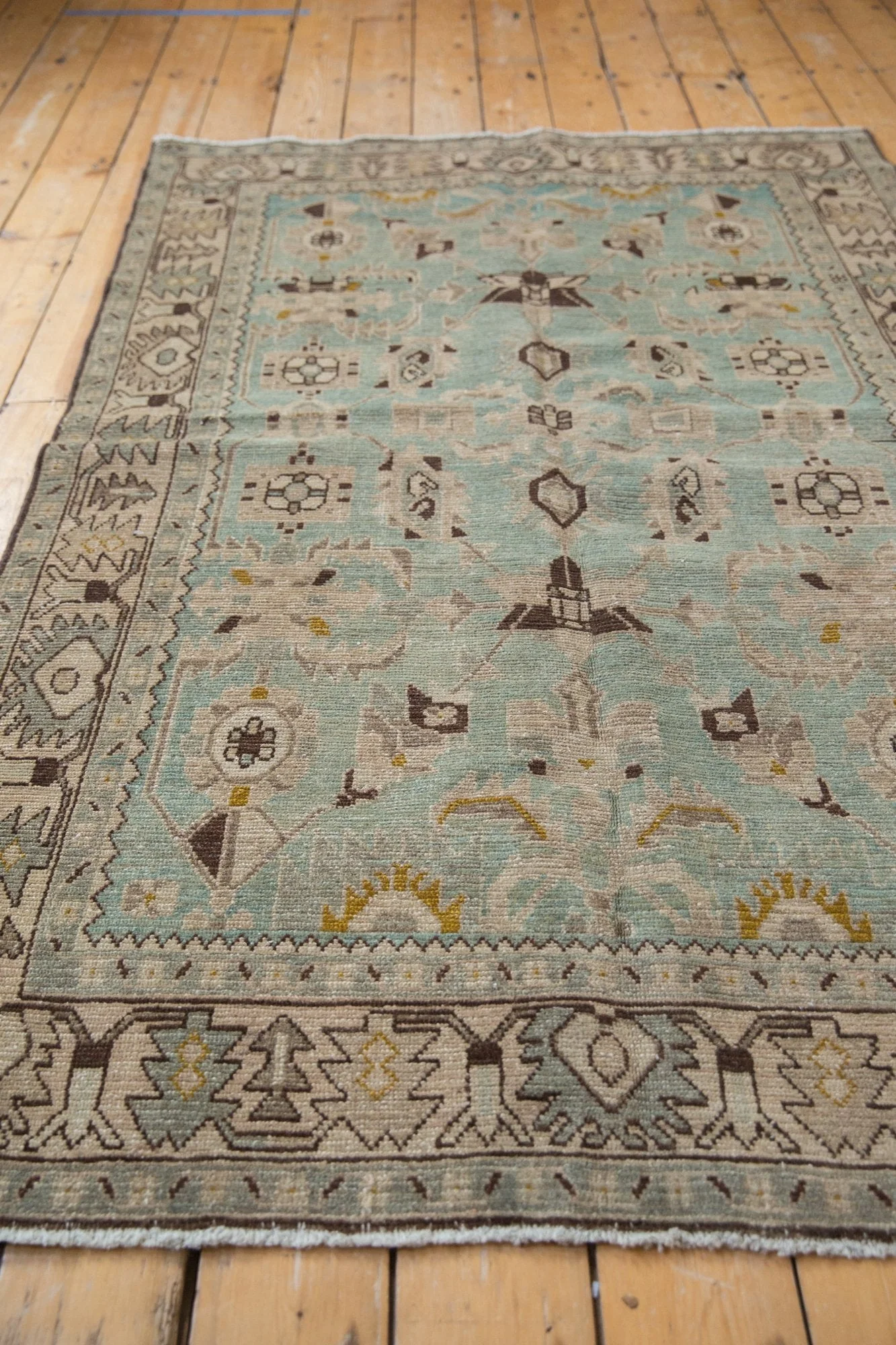 4.5x7 Vintage Distressed Hamadan Rug - Image 4