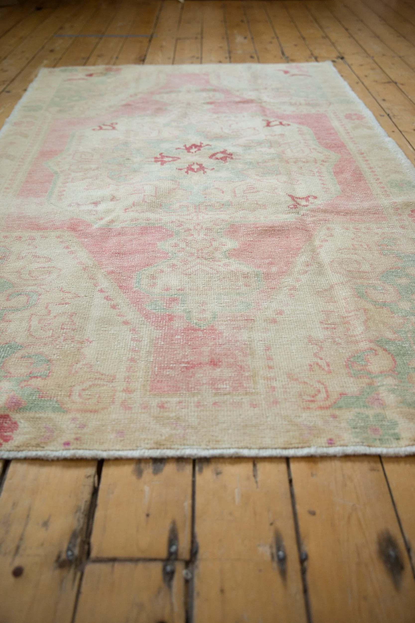 4.5x7 Vintage Distressed Oushak Rug - Image 7
