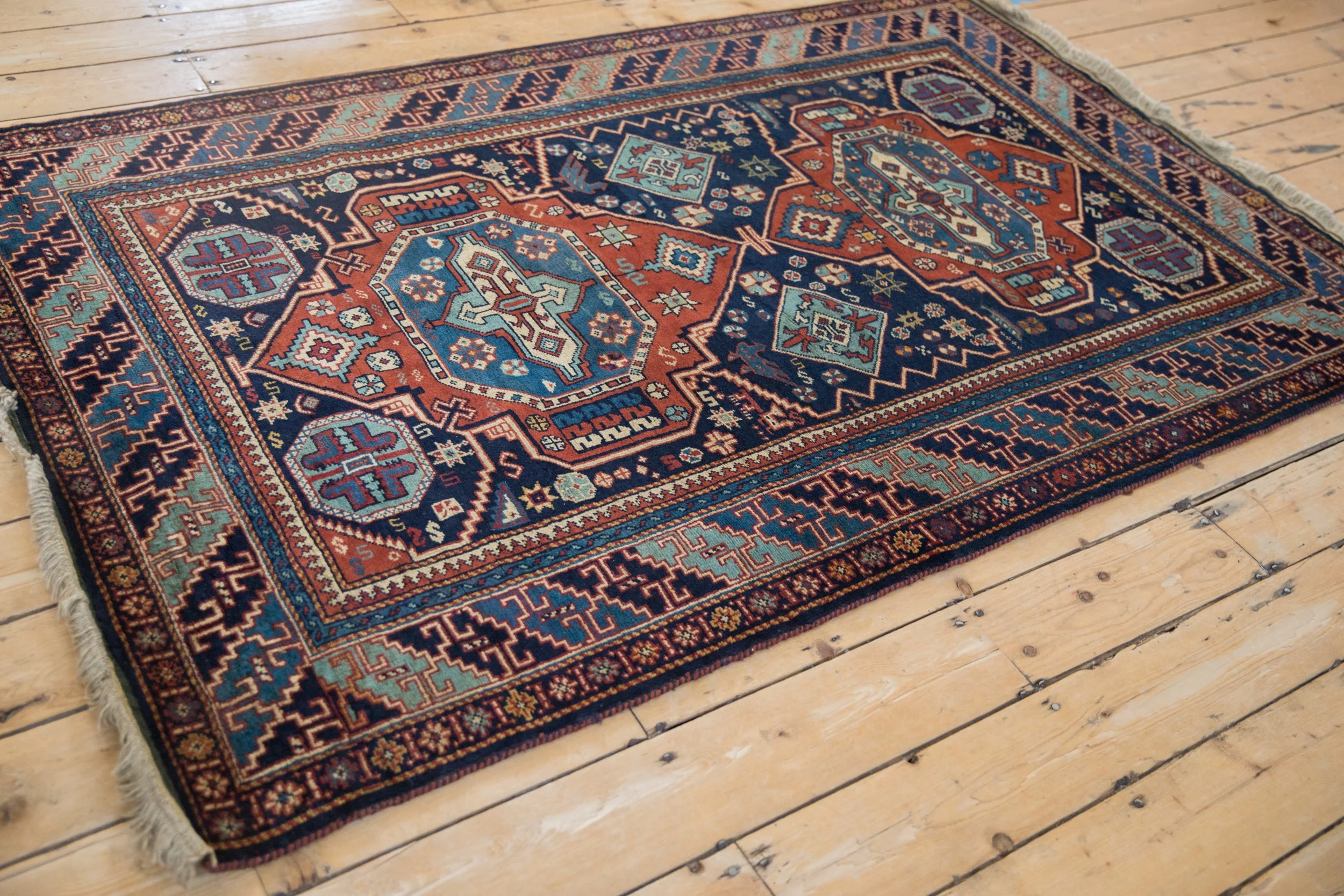 4.5x7 Vintage Indian Caucasian Design Rug - Image 10