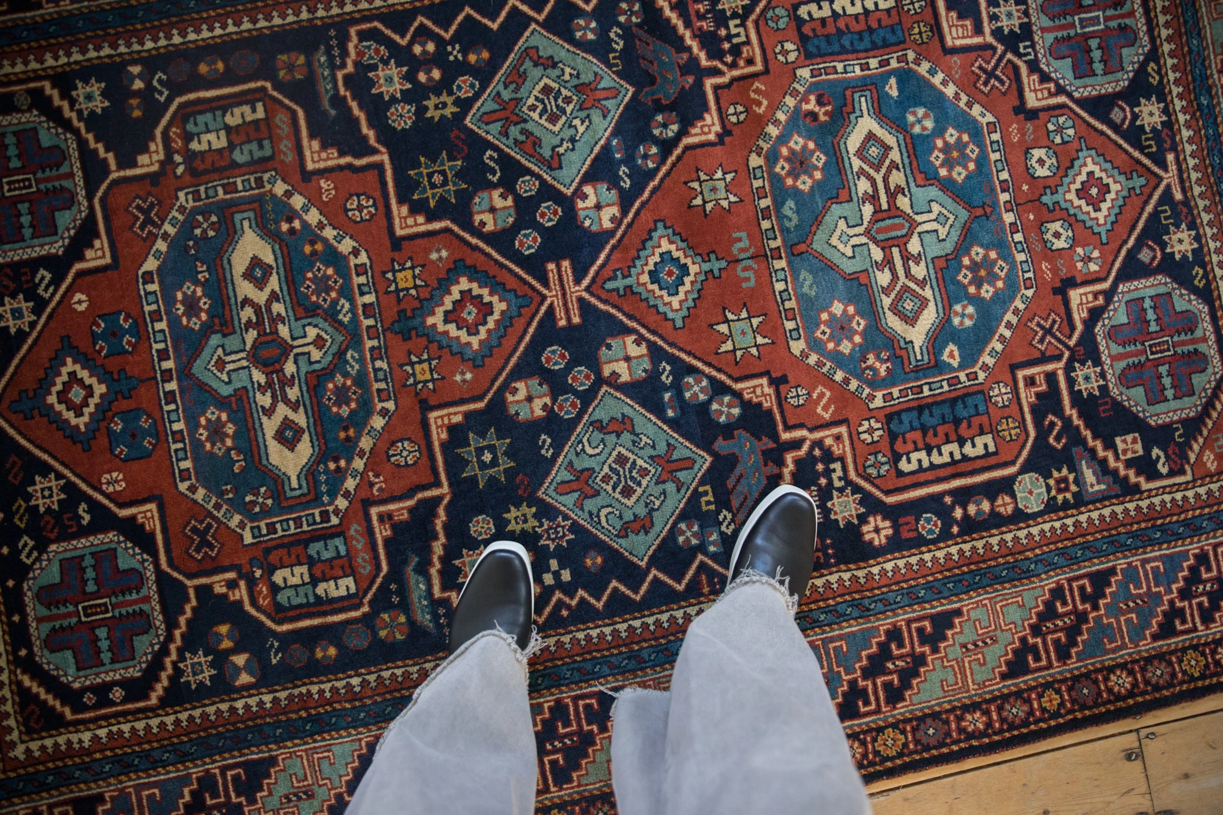 4.5x7 Vintage Indian Caucasian Design Rug - Image 2