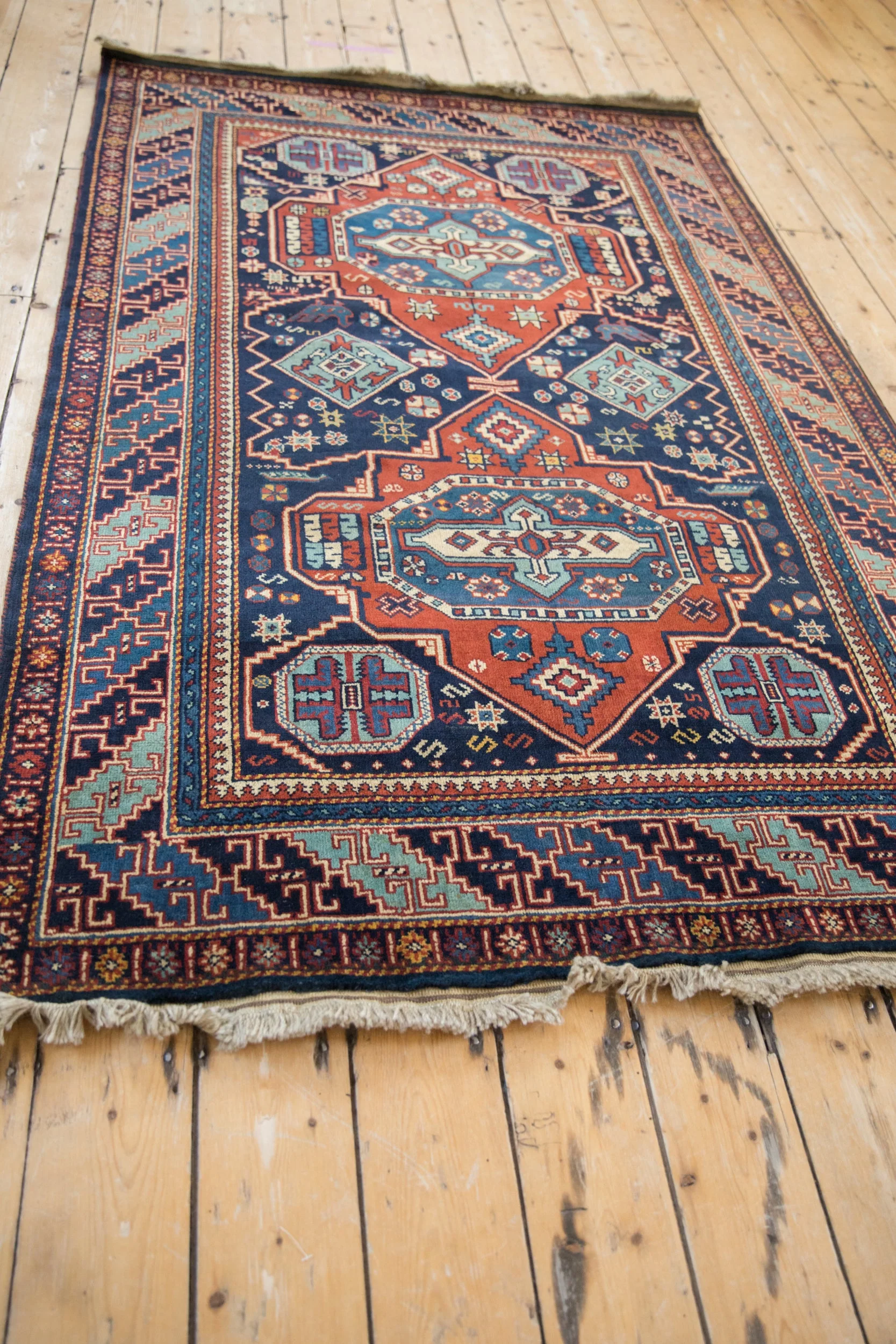 4.5x7 Vintage Indian Caucasian Design Rug - Image 4