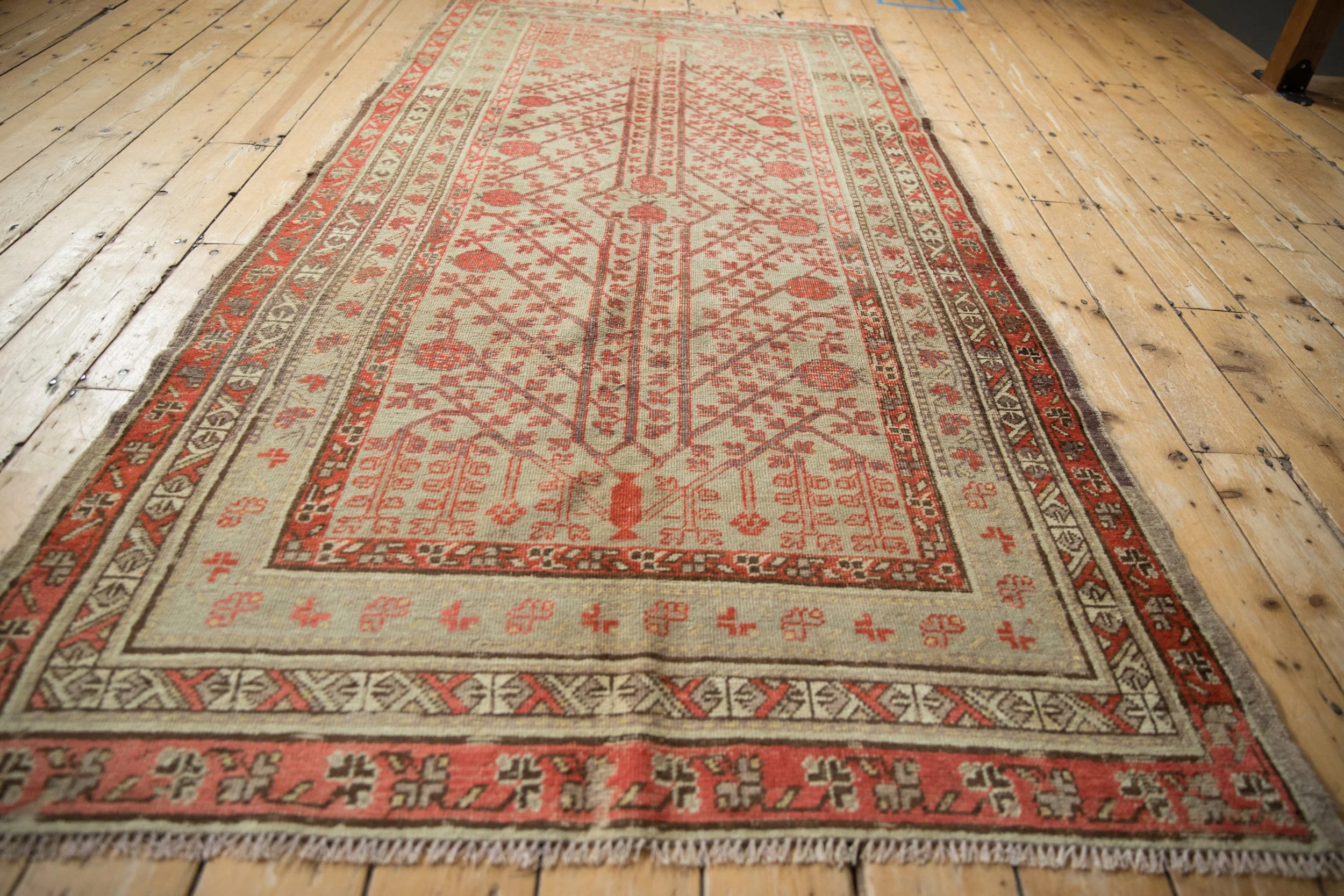 4.5x8.5 Antique Distressed Khotan Rug - Image 8