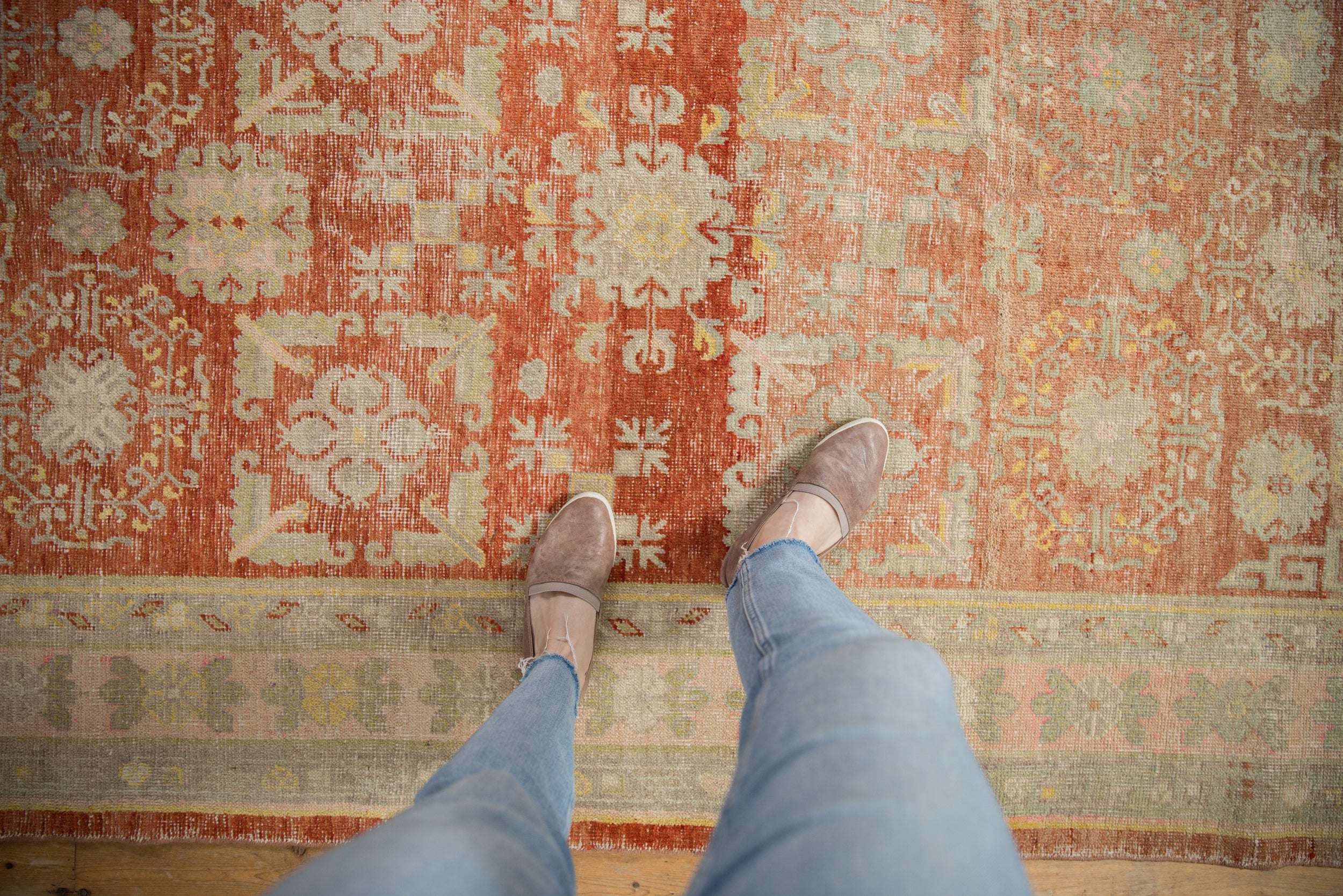 4.5x9.5 Vintage Distressed Khotan Rug Runner - Image 2