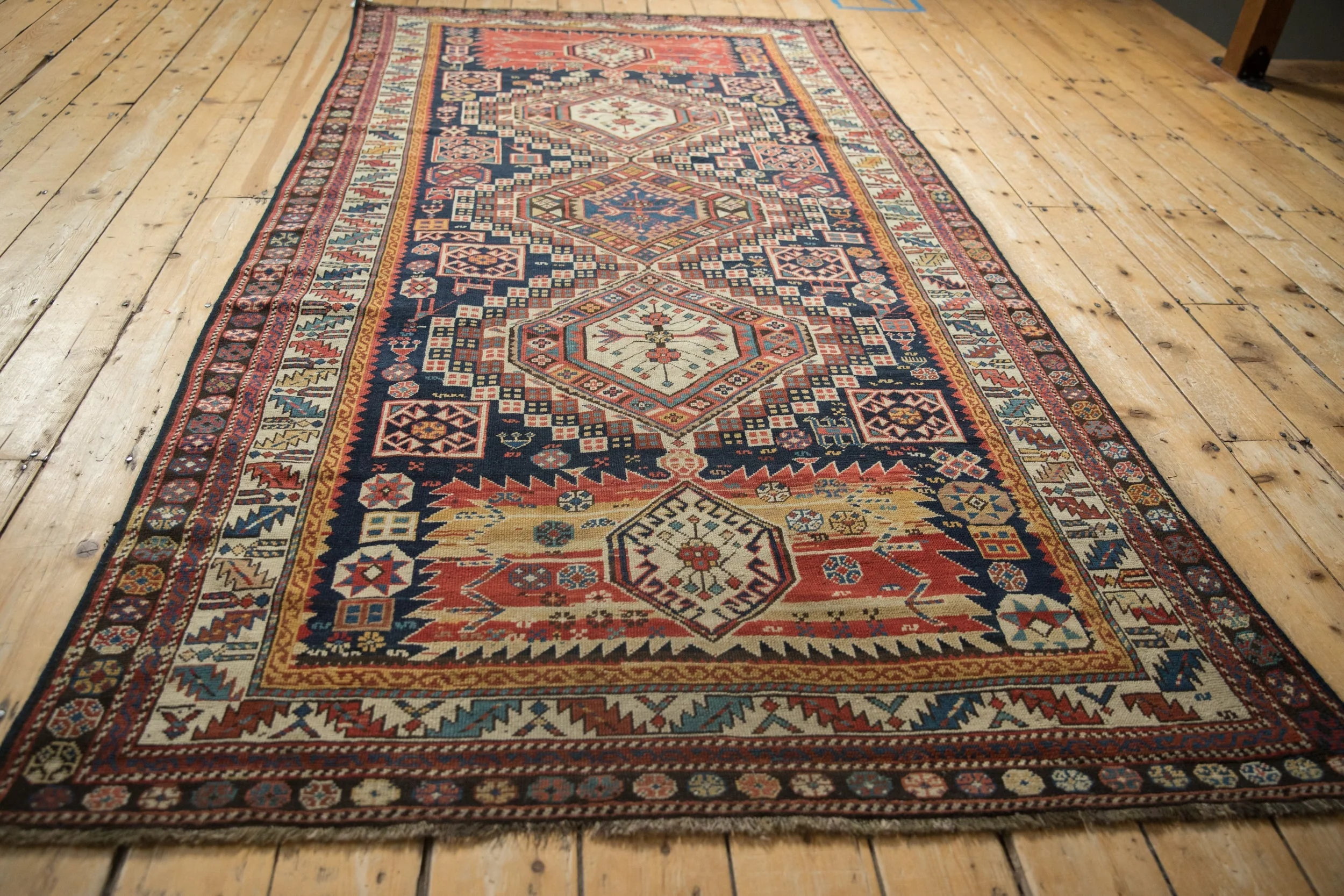 4.5x9 Antique Caucasian Rug Runner - Image 8