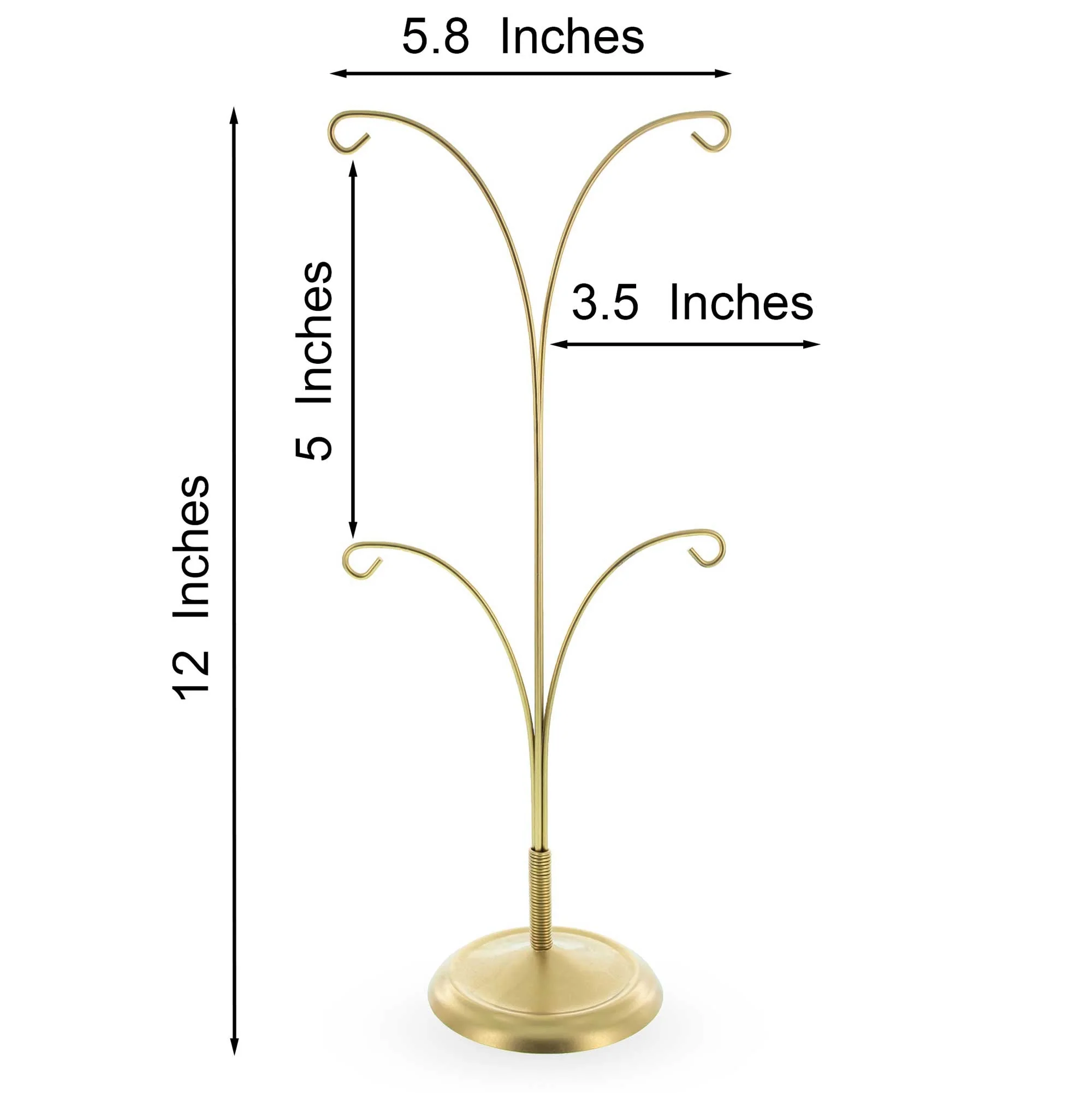 4-Arm Tree Branch Gold Metal Ornament Display Stand 12 Inches (Poland) - Image 3