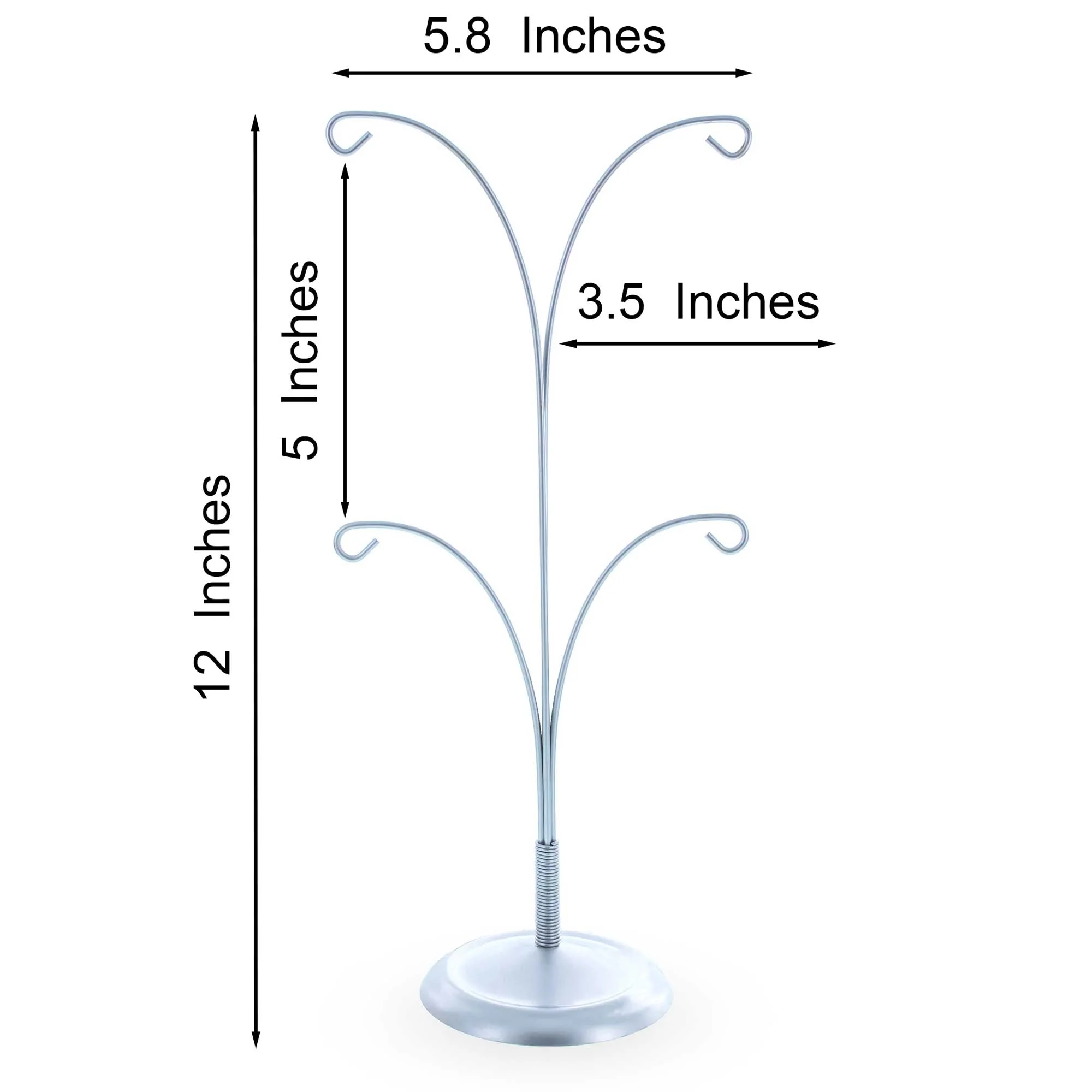 4-Arm Tree Branch Silver Metal Ornament Display Stand 12 Inches (Poland) - Image 3