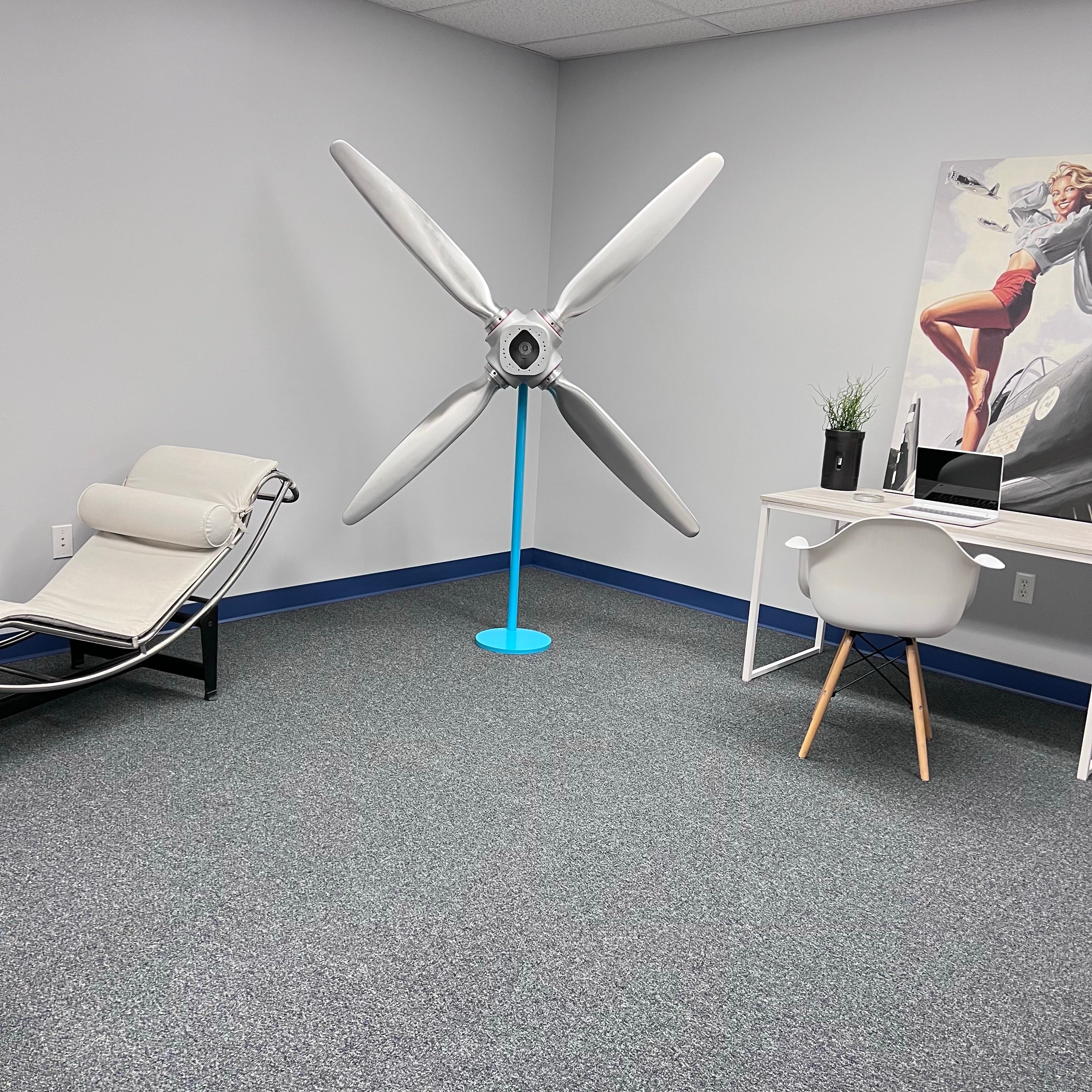 4-Bladed McCauley Cessna 78" Brushed Aluminum Airplane Propeller Metal Wall Display - Image 3