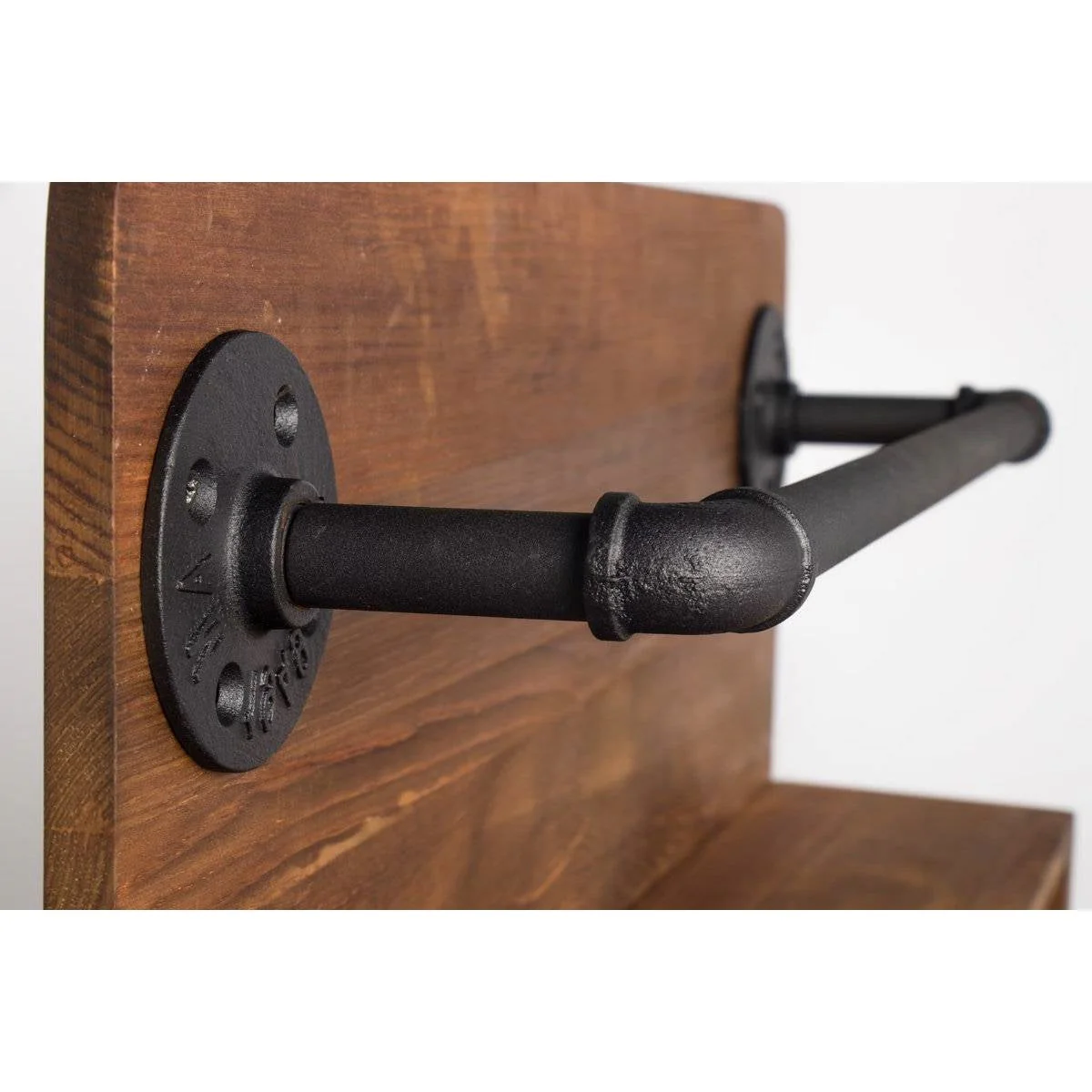 4 Bottle Rustic Farmhouse Wall Mounted Wine Rack with Glass Holder - Image 3