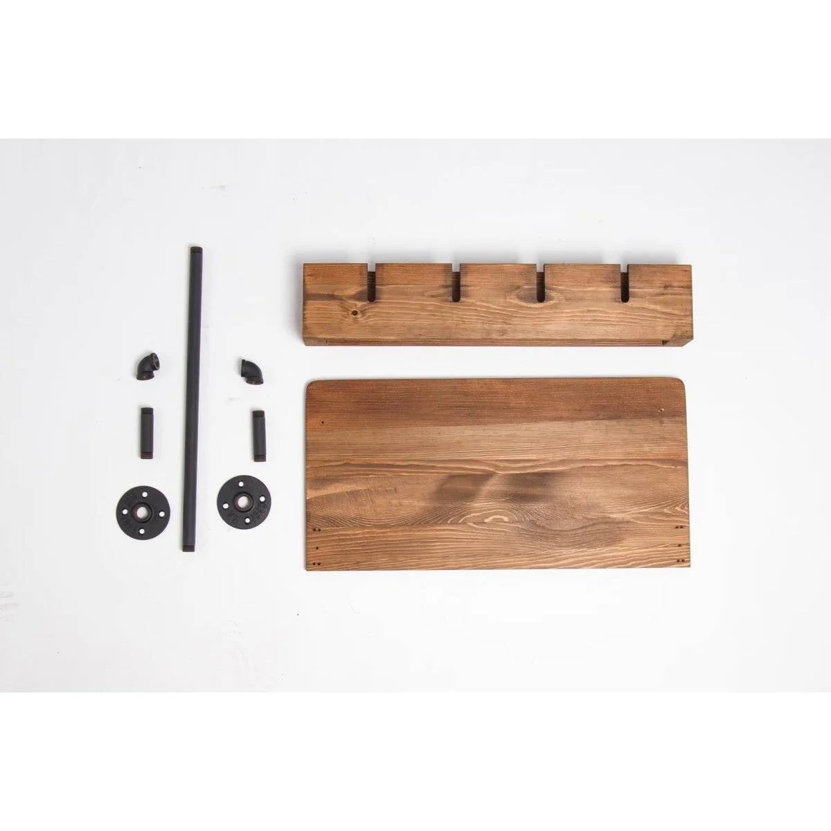 4 Bottle Rustic Farmhouse Wall Mounted Wine Rack with Glass Holder - Image 4