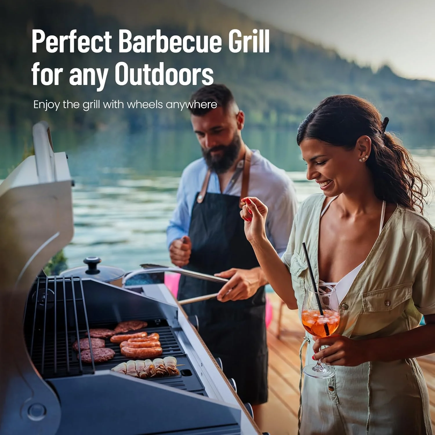 4-Burner BBQ Propane Gas Grill, 42,000 BTU Stainless Steel Barbecue Propane Grill with Side Burner G0141B - Image 7