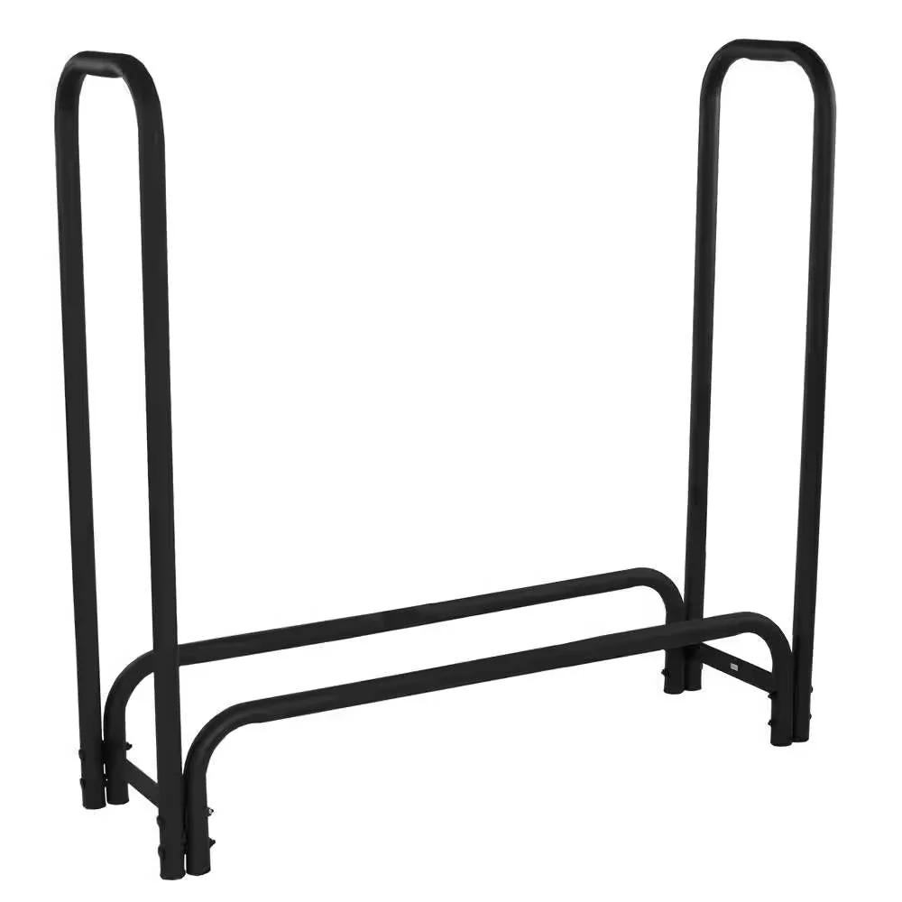 4-Ft Heavy Duty Steel Black Metal Firewood Rack - Easy to Assemble - Image 2