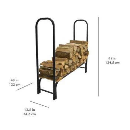4-Ft Heavy Duty Steel Black Metal Firewood Rack - Easy to Assemble - Image 4